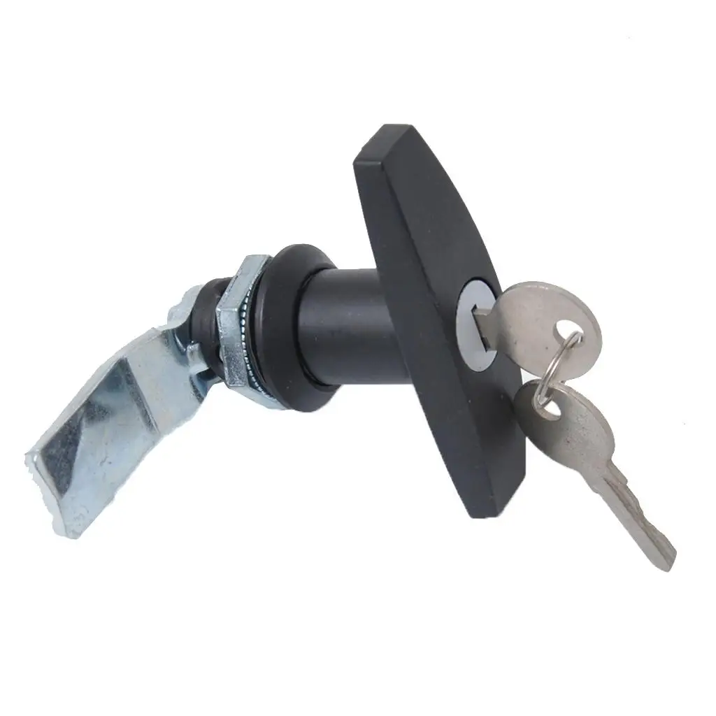 Keyed Garage Door Lock T  Assembly for Trailer RV  - Black