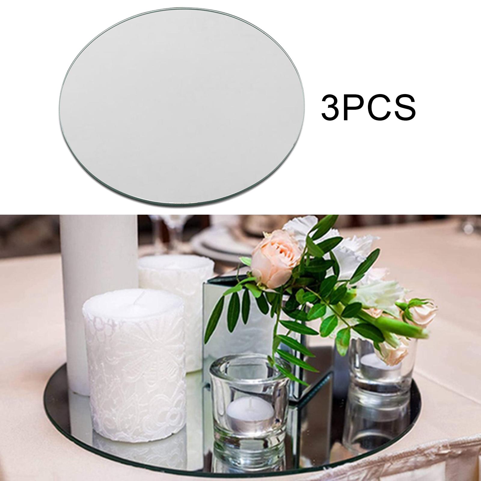 Set of 3 Round Mirror Plate Candle Holder Organizer for Wedding Centerpieces