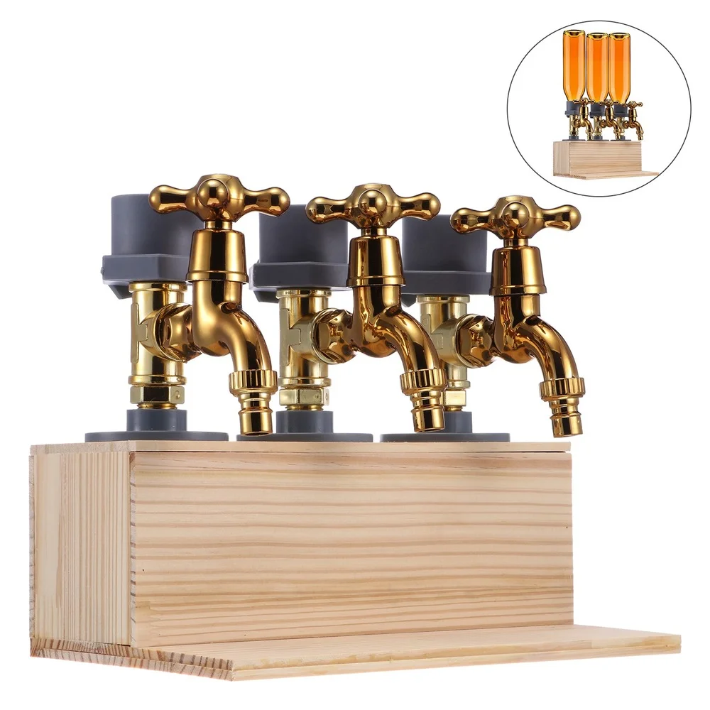 Fathers Day Liquor Alcohol Whiskey Wood Dispenser Faucet Shape for Party Dinners Bars and Beverage Stations Aouln Wine Faucet Dispenser 