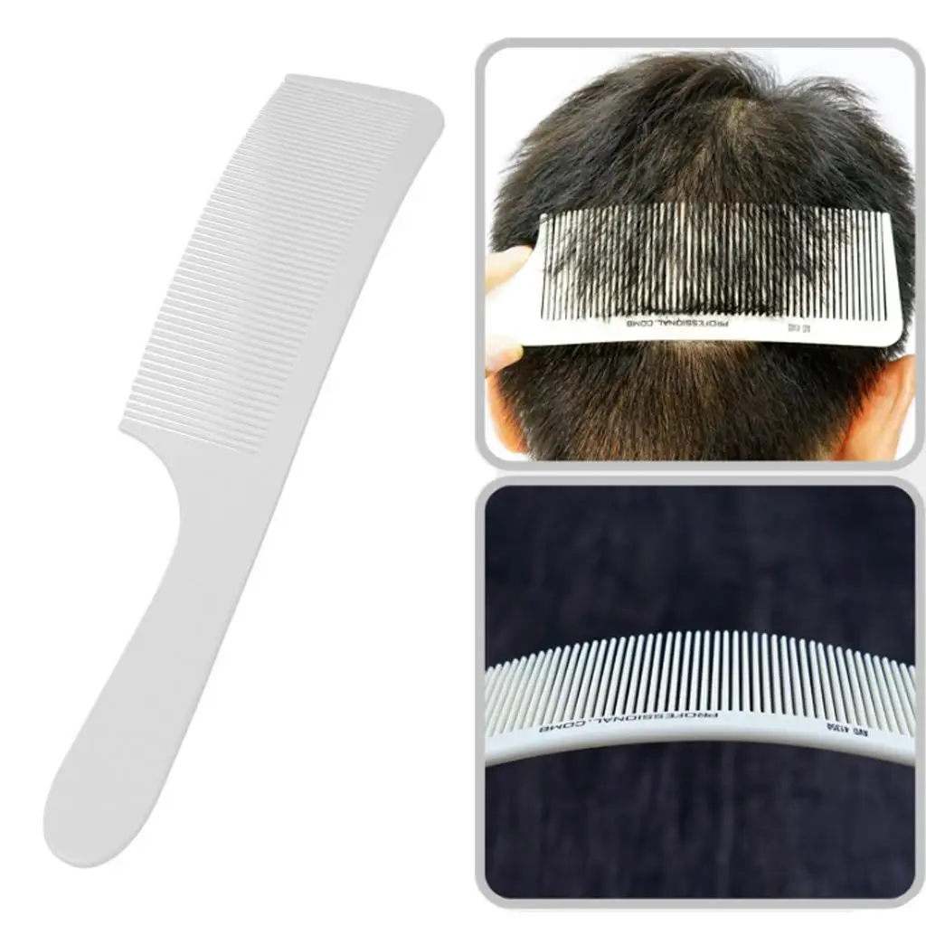 3xCurved Hair Clipper Cutting Comb Barber Flat Top Haircut Comb For Men White