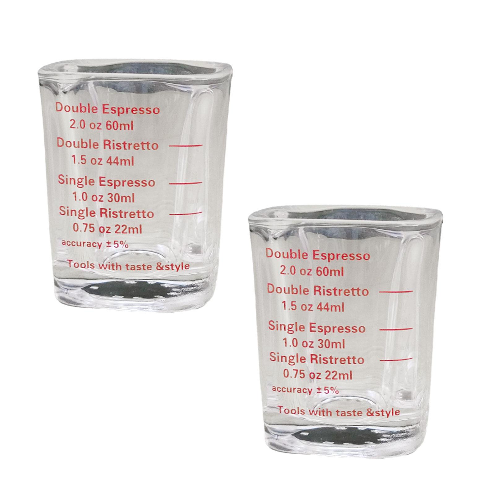 Title 2, 2Pcs Espresso Glass Measuring Cup Clear Red Lin...