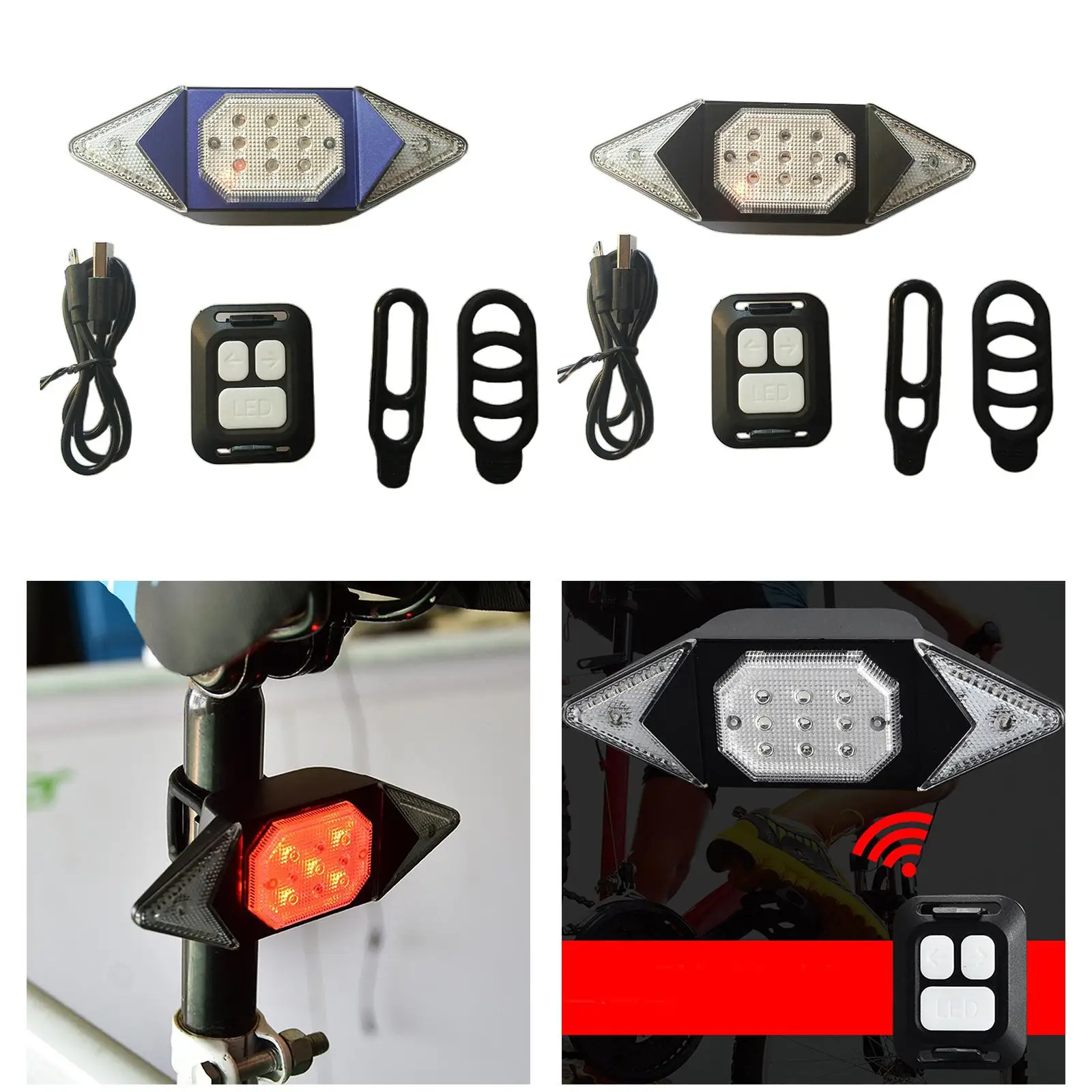Bike Rear lighting led, Indicator with Remote Control USB Rechargeable, Waterproof Bike  s Lights for   Riding