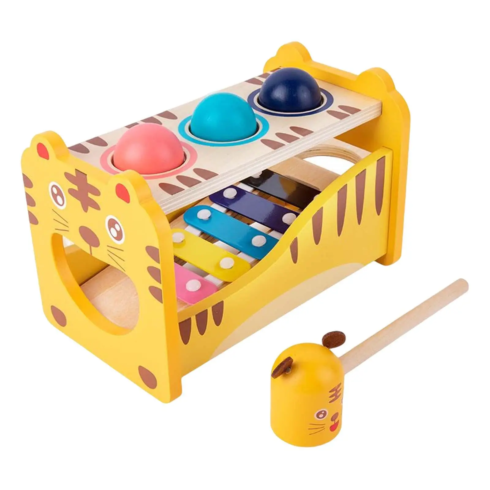 Montessori Wooden Musical Pounding Toy Educational Toys Creative Fine Motor Birthday Gift Hammering Toys for Kids Girl Toddlers
