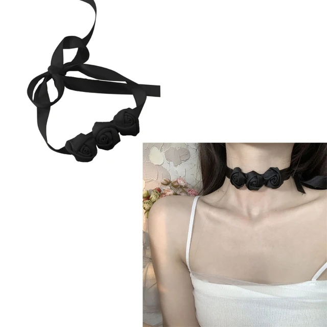 Fashion Ribbon Necklace Chokers For Women Neckband Collar Flower Rose  Summer Winter Choker Club Party Sexy Jewelry - AliExpress