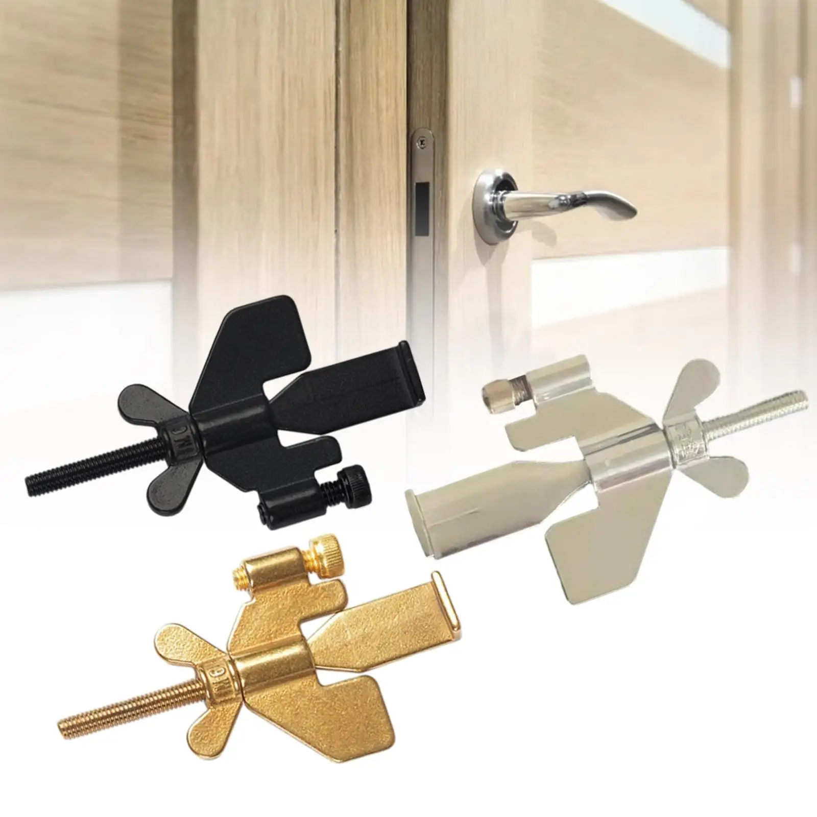 Anti Thefts Door Stopper Security Stainless Steel Lock Latch Travel Door Lock for Home Dorm Traveling Apartment