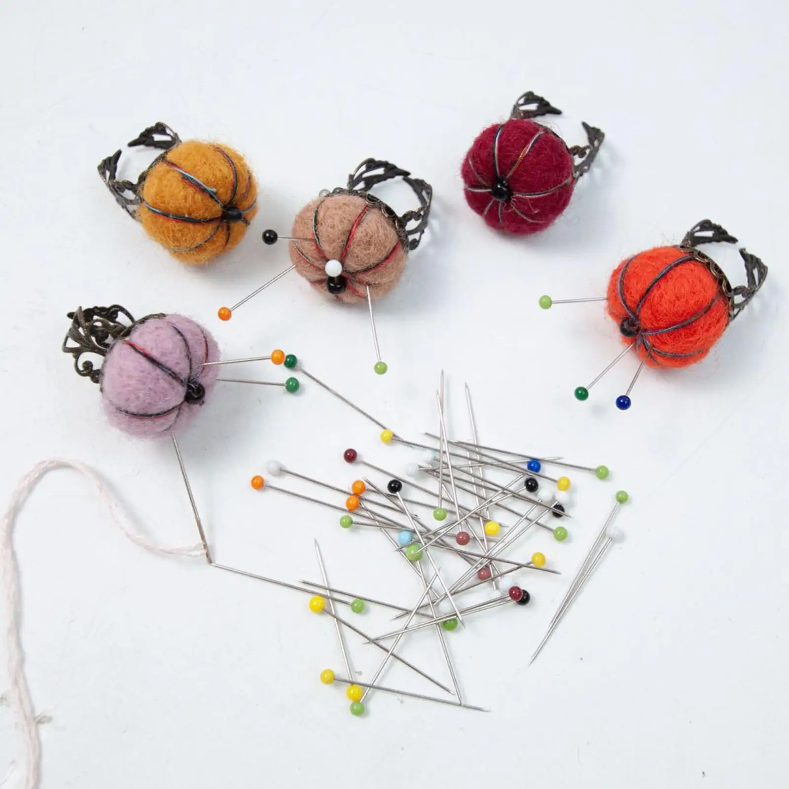 5Pcs Felt Pin Cushion Kit Sewing Supply DIY Crafts Handcraft Handmade Needlework Pumpkin Shaped for Sewing Quilting Accessories