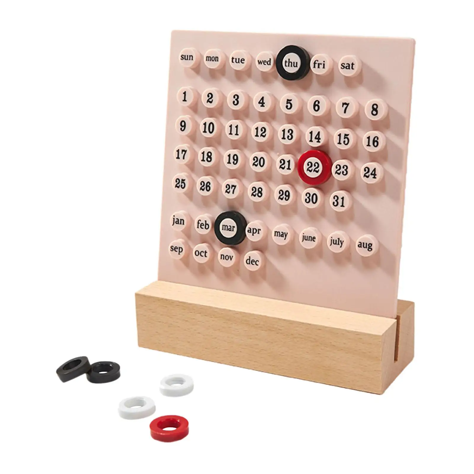 Wooden Learning Calendar Toys Educational Toy Month Date DIY Accessories Perpetual Calendar for Indoor Home Office Desktop