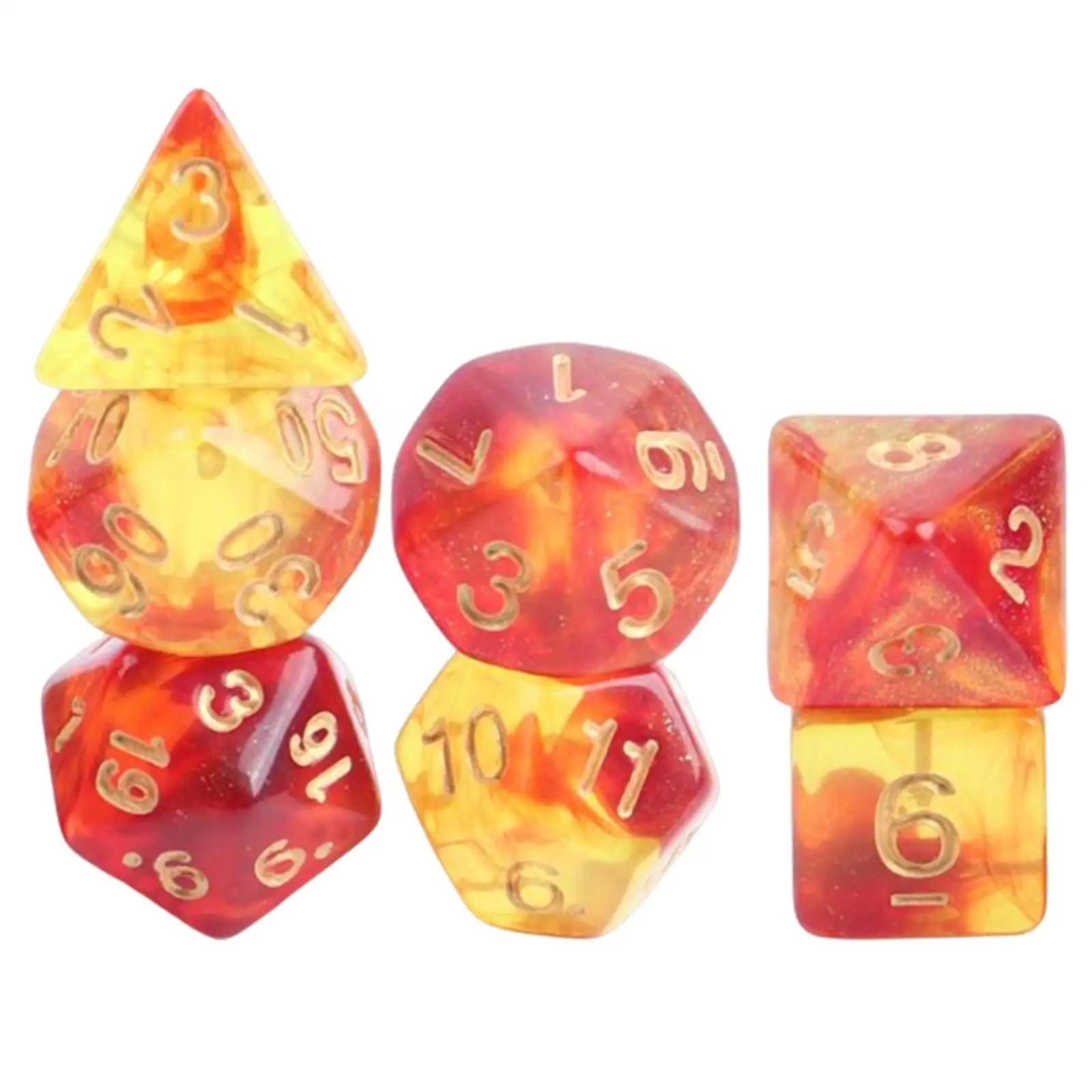 7PCS Acrylic Polyhedral Dice Set Multicolour Dice Entertainment Toys Party  Astrological   Constellation Divination Accessory 