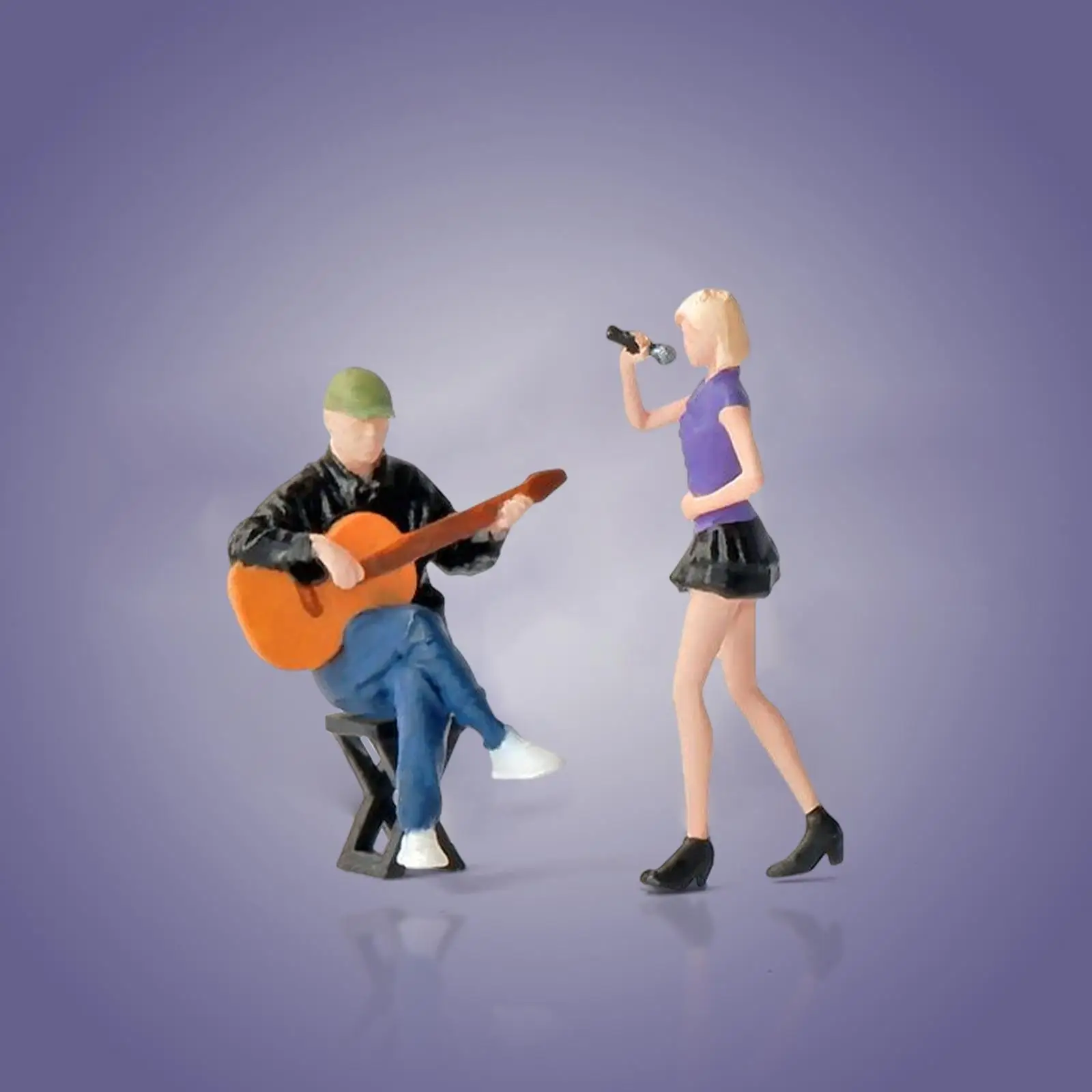 Guitarist and Singer Figures Model Trains People Figures Realistic Miniature Simulation for DIY Scene Diorama Dollhouse Decor