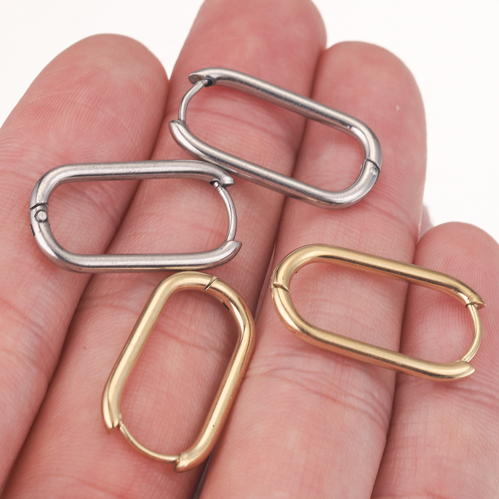 6 stücke 13*23mm Oval Edelstahl Ohrringe Ohr Haken Gold-Platte Schmuck Erkenntnisse Hoops für Frauen Retro ohrring Mode Großhandel – Detail 8