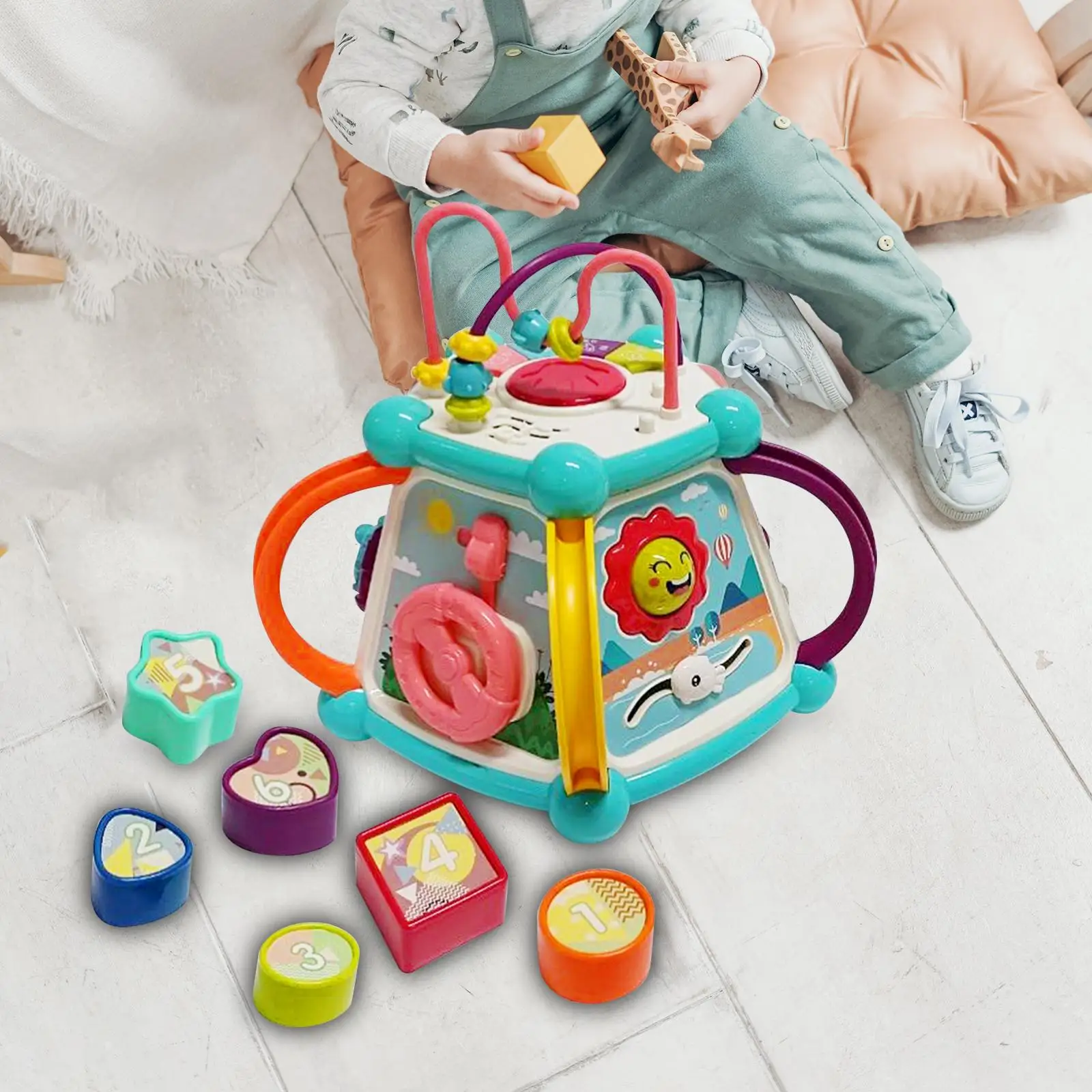 Baby Toy Development Montessori Educational Toys Activity Cube Toy 6 Sided Activity Center for 1 Year Olds Toddlers Gift