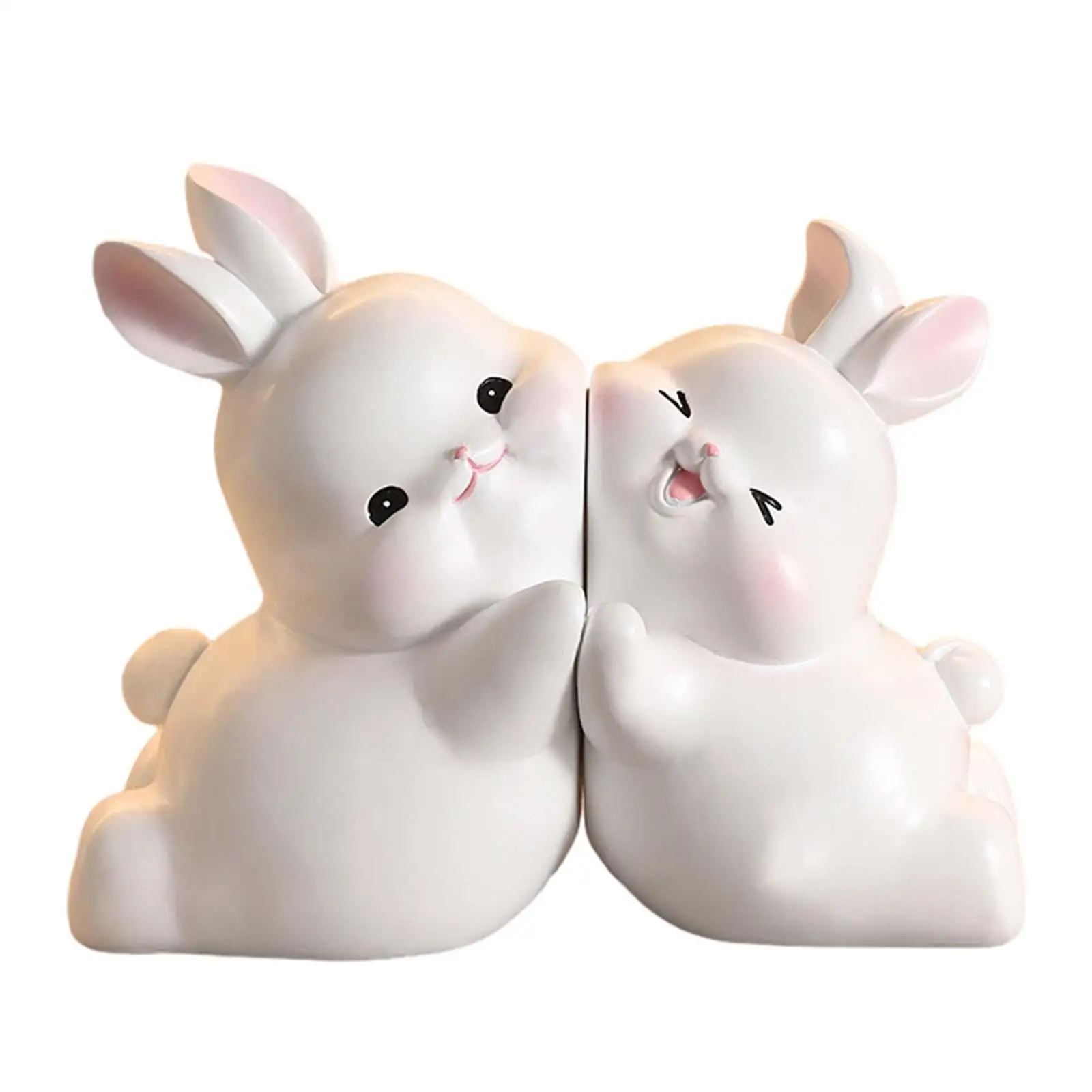Rabbit Bookends Cute Bunny Book Ends Stopper Resin Animal Figurines Book Ends to Hold Books for Shelves Office Cabinet Desk Home