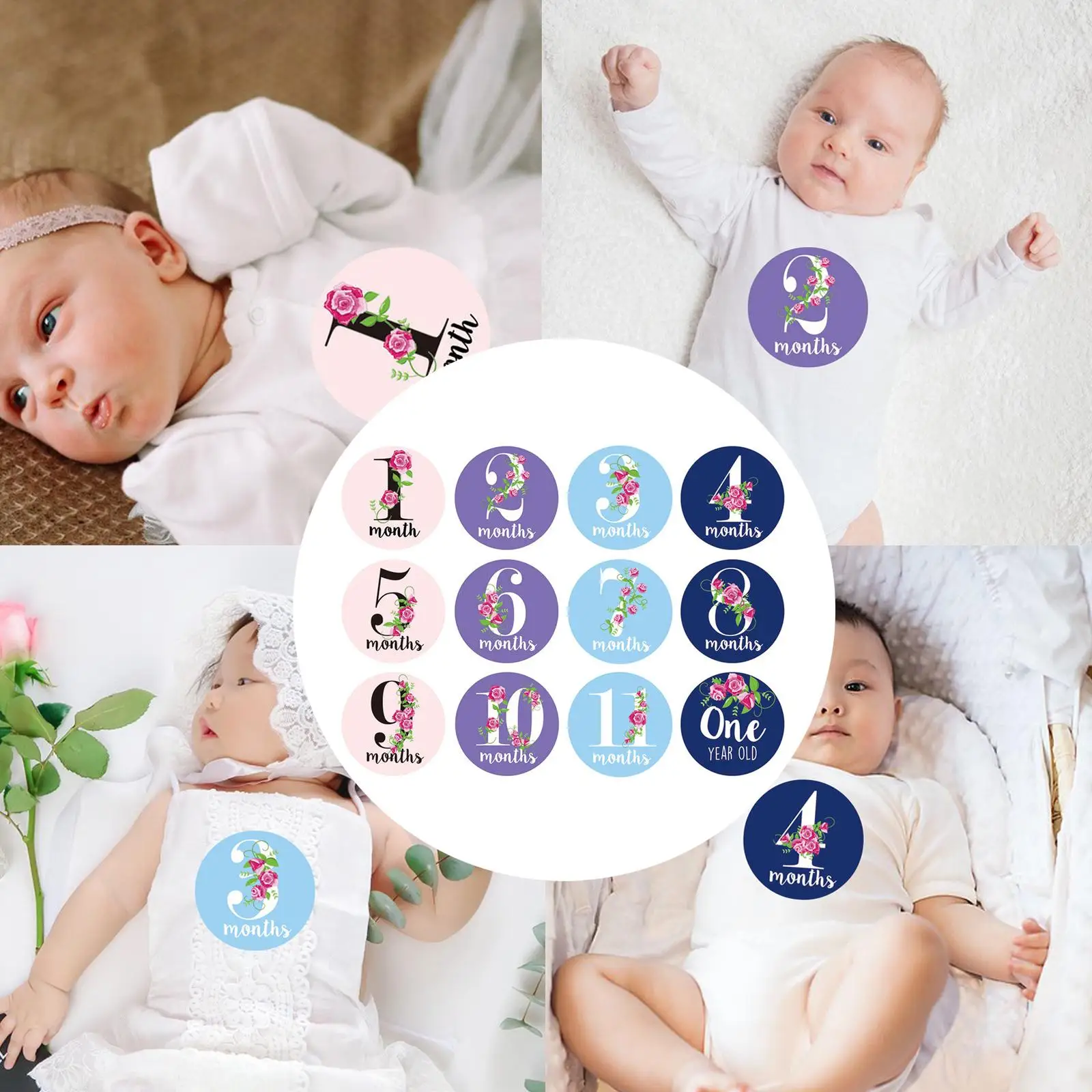 12x Baby Monthly Stickers Month Decals Photo Props Infant   Stickers
