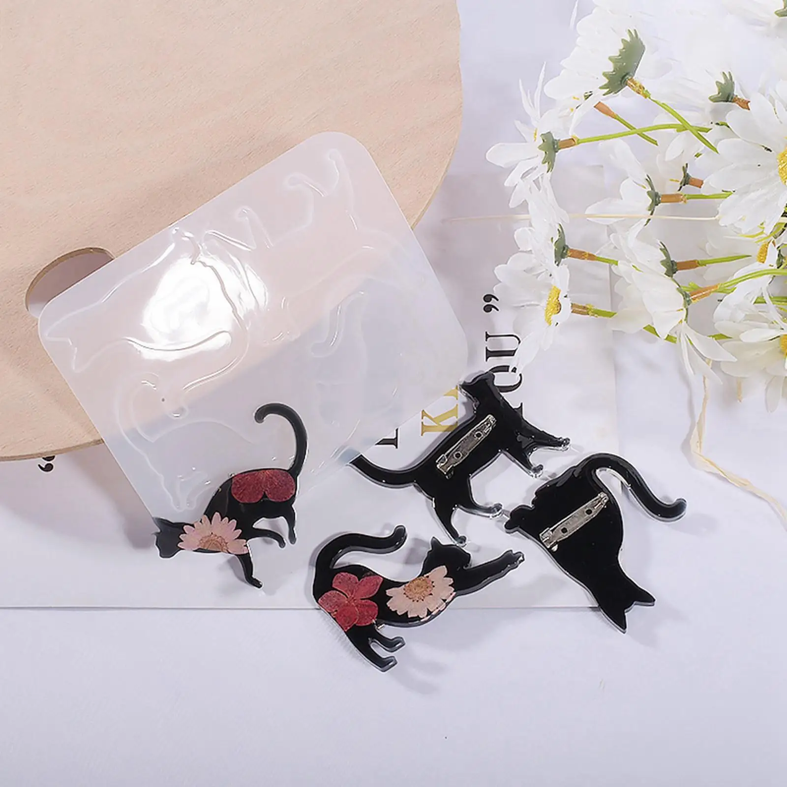 Fashion Kitten Brooch Mould Pendant DIY Casting Handmade Epoxy Earrings