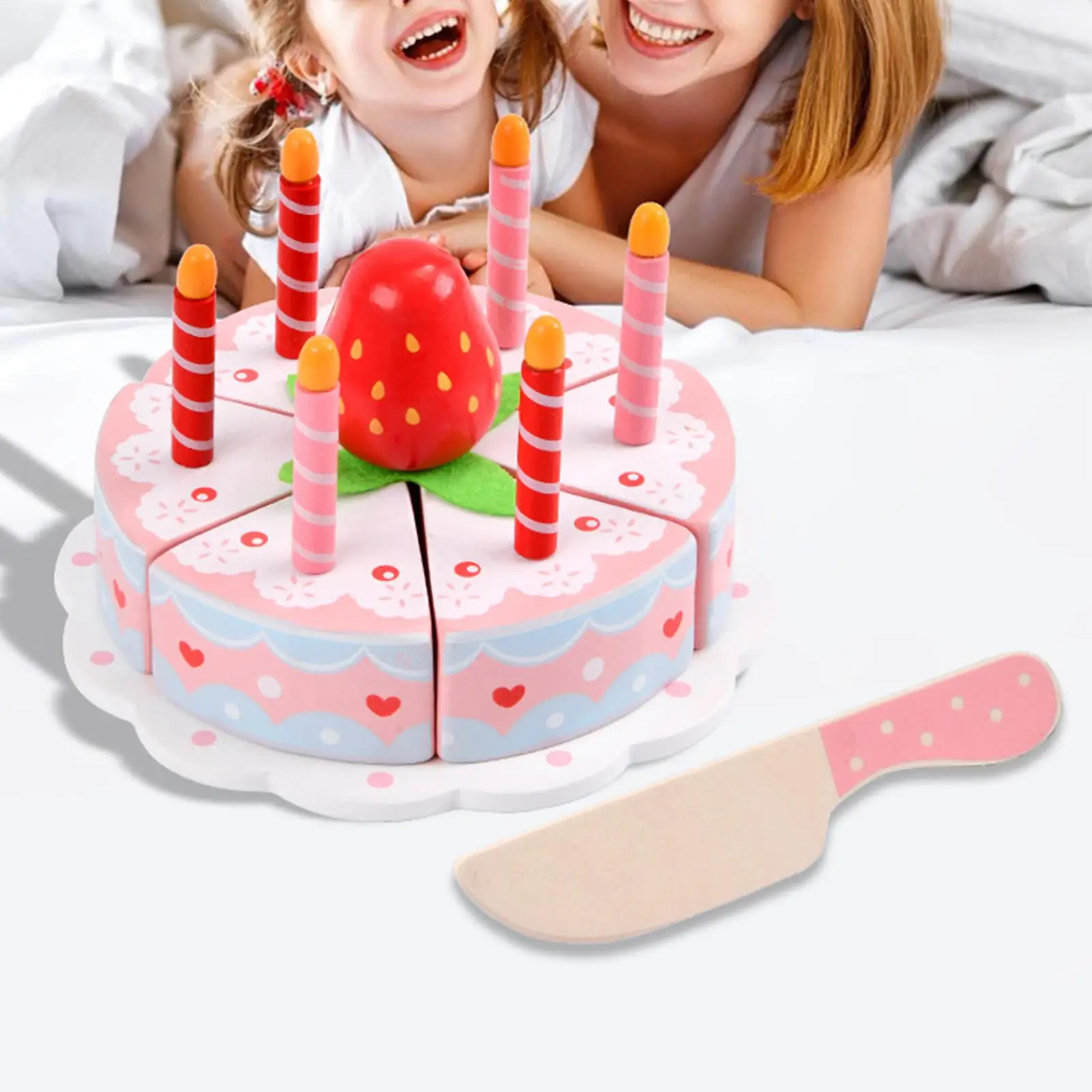 Kitchen Birthday Cake Toy, Cutting Cake Playset Role Play Toys Food Pretend Play for Kids Holiday Gift