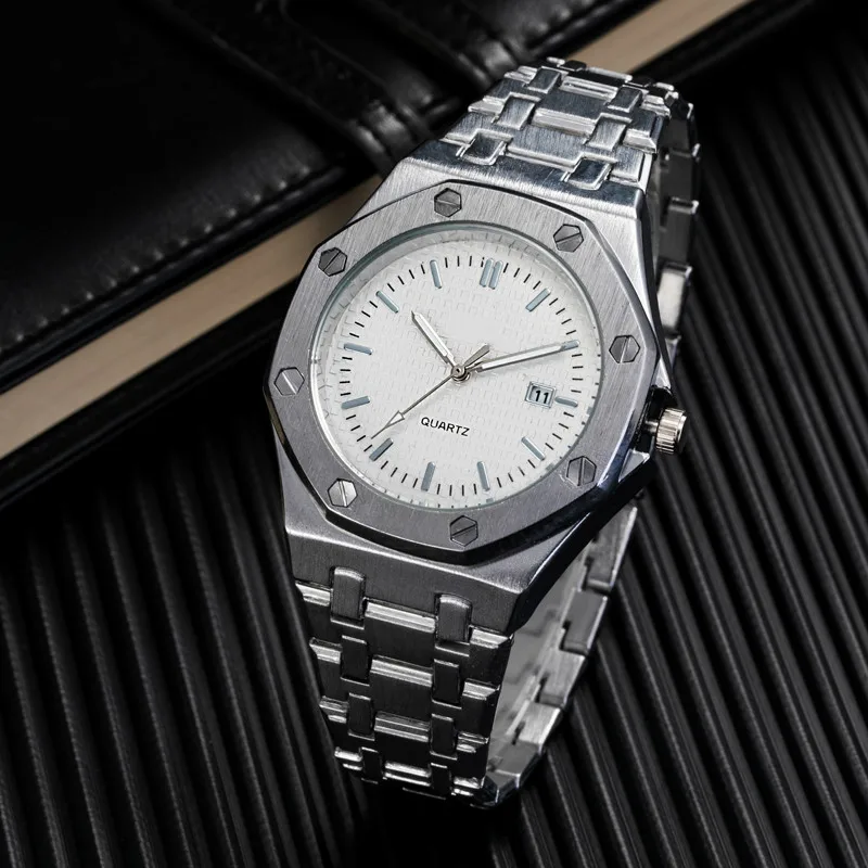 Famous Popular Brand Watches for Men Luxury Big Dial Steel Band Watch Men's Quartz Wristwatches Sports Clock Relogio Masculino