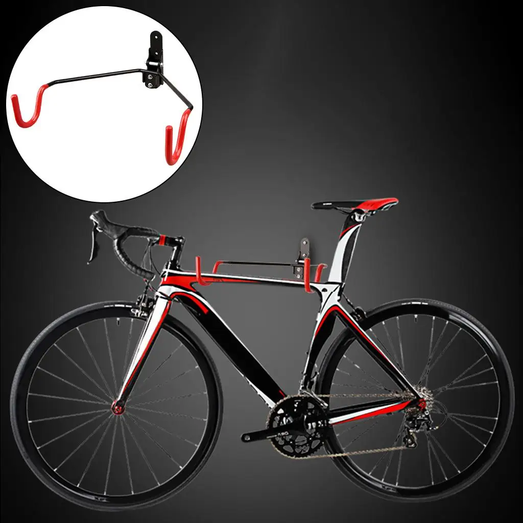 Bike Wall Mounted Rack Hanger Cycling Steel Holder Collapsible With Screws