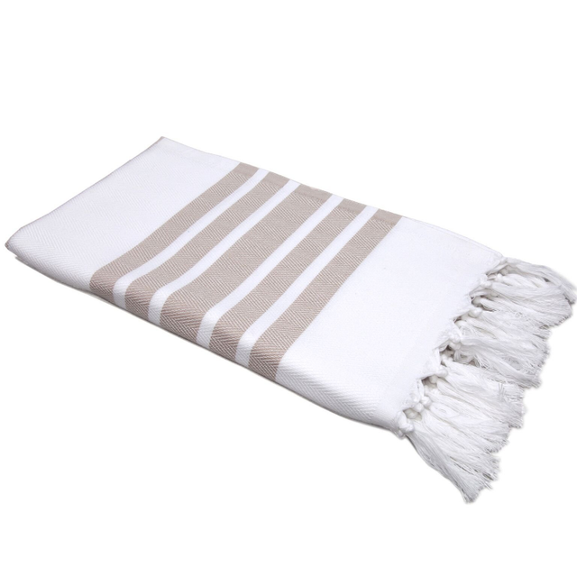 Handwoven Turkish Towel - Cream and Black