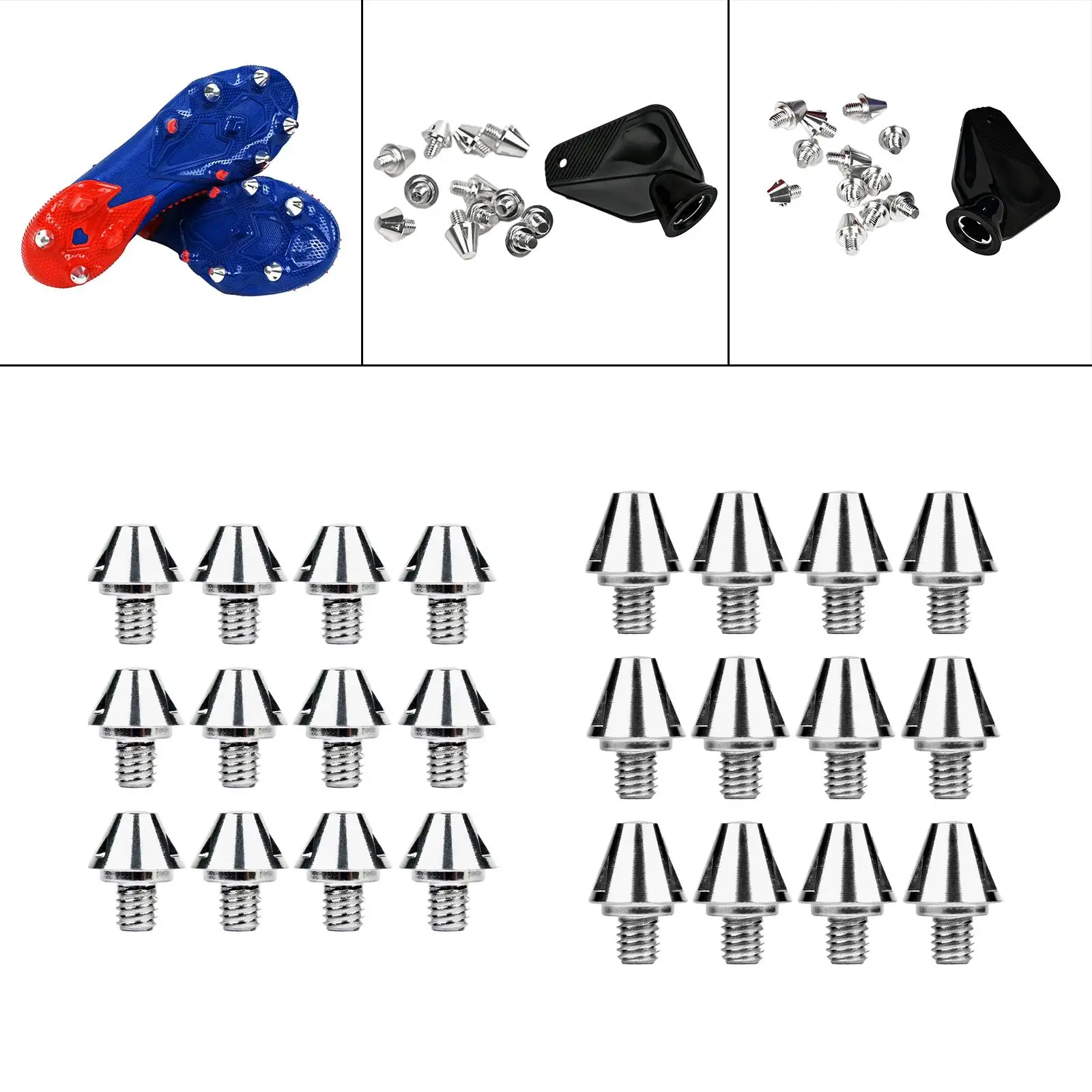 12x Football Shoe Spikes Thread Screw 6mm Dia Stable Soccer Boot Cleats for Athletic Sneakers Competition Indoor Outdoor Sports