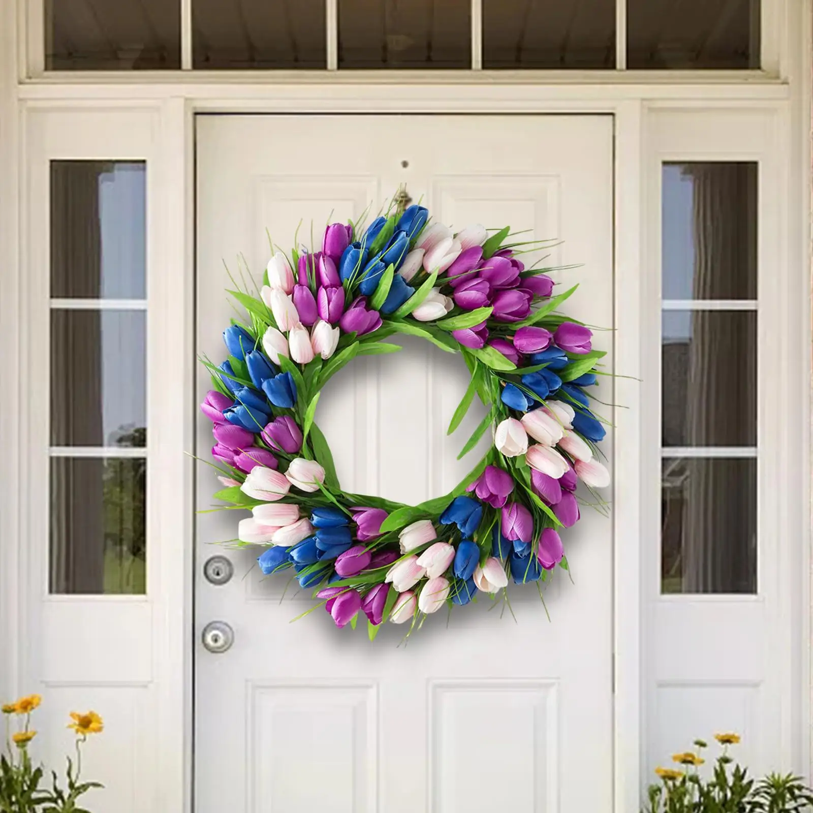 40cm Artificial Tulip Flower Wreath Wedding Summer Floral Home Window Decor