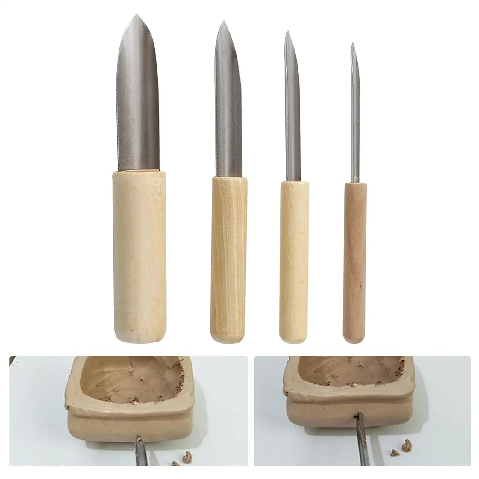 4x Clay Hole  Punch Pottery Sculpture Wooden Polymer Modeling Tool