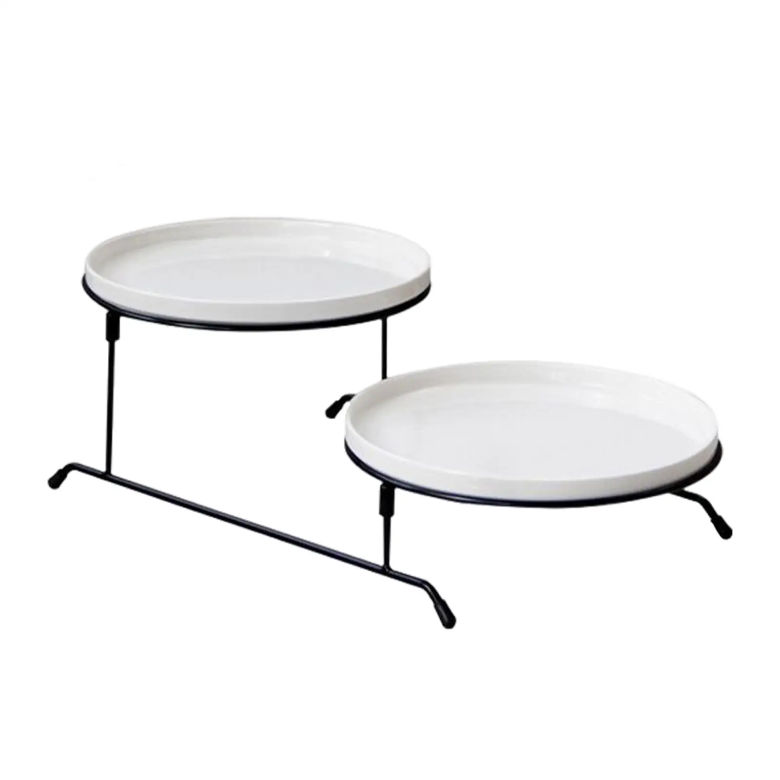 2 Tiered Serving Stand with White Ceramic Platters Dessert Display Server Mini Cake Cupcake Stand Events Hotel Buffet
