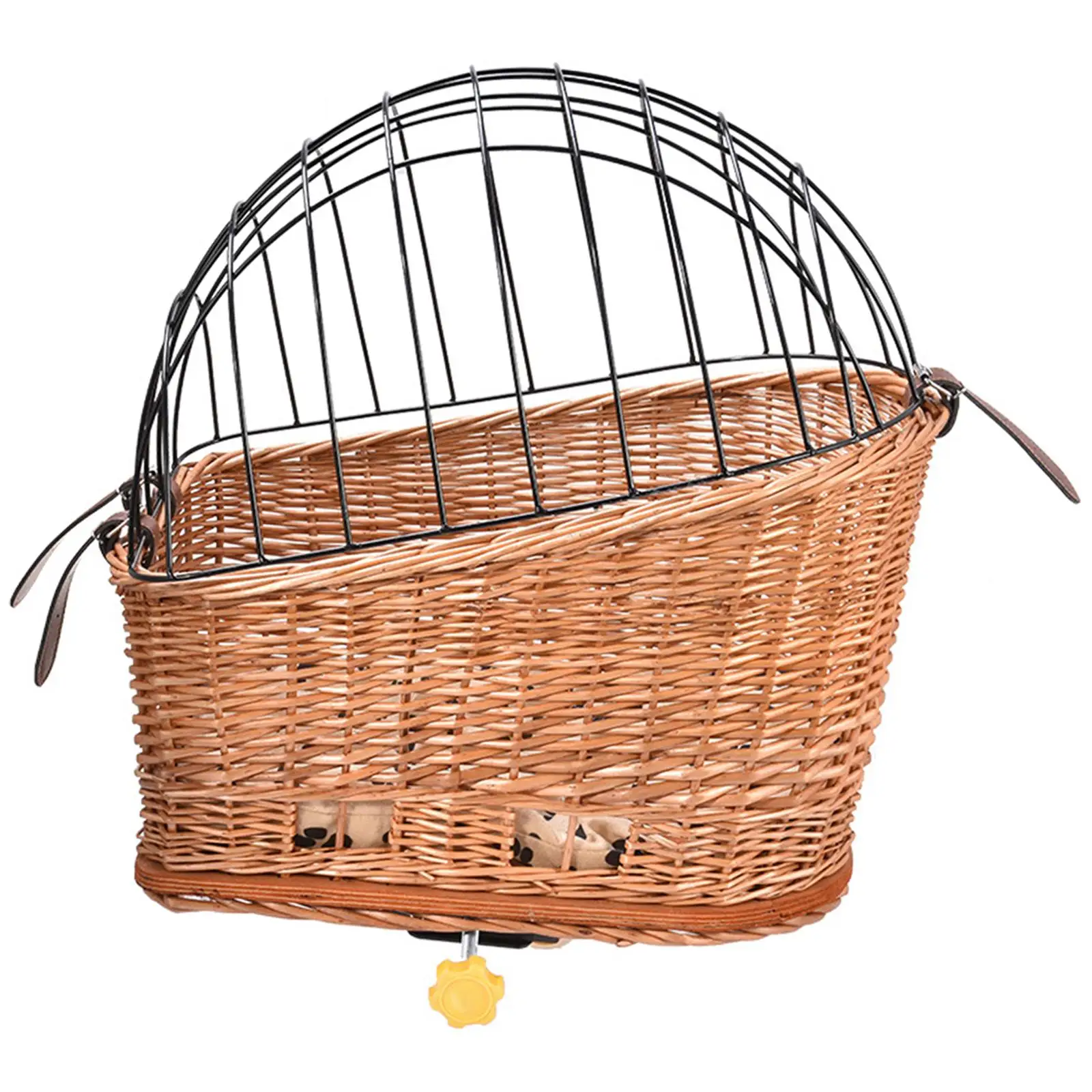 Handwoven Bike Basket Pet Carrier,  Basket Front Cat   Comfortable Removable Multi Purpose for Travelling Hiking