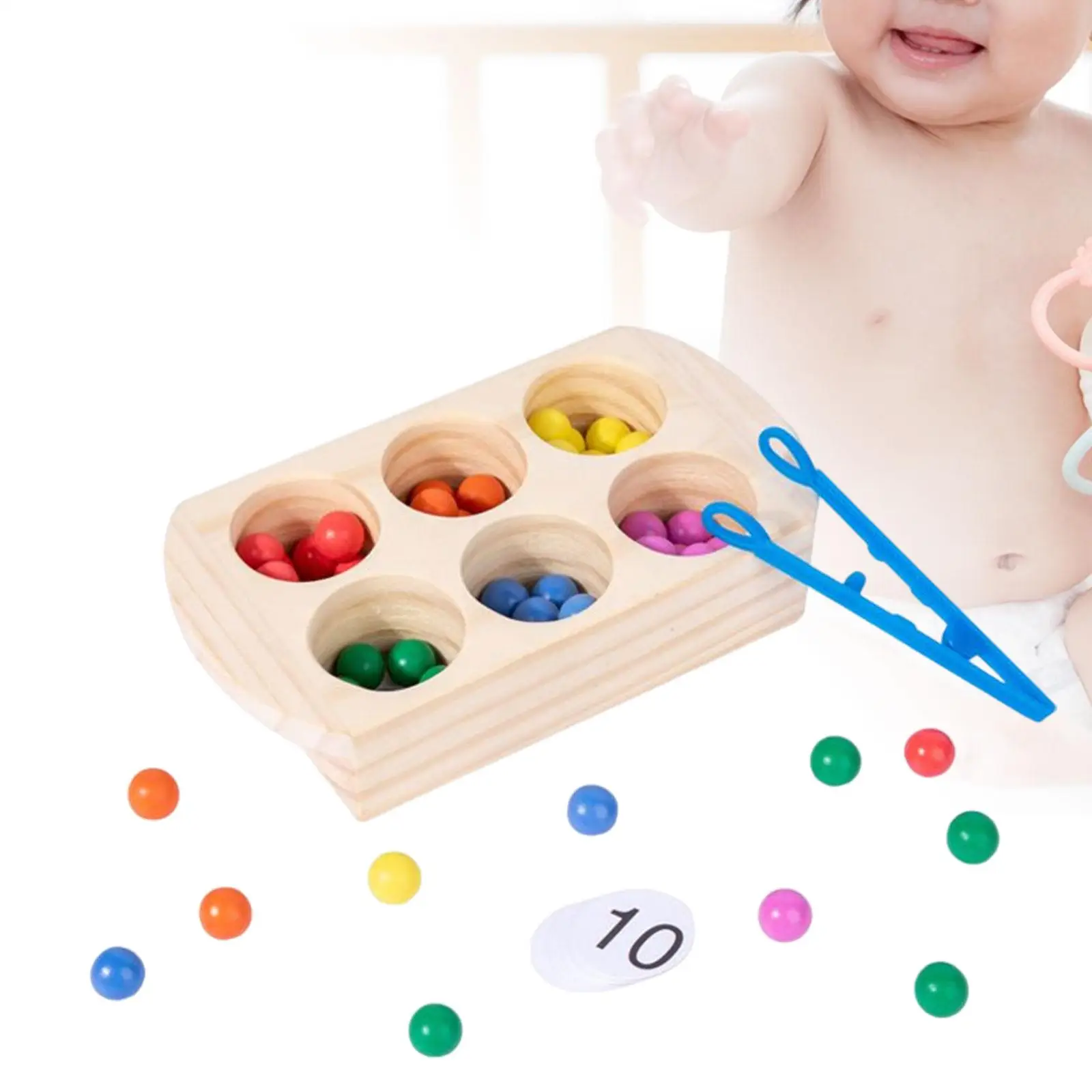 Wooden Clip Beads Board Game Color Sorting Toys Wooden Board Bead montessori Board for Color Recognition Travel Activities