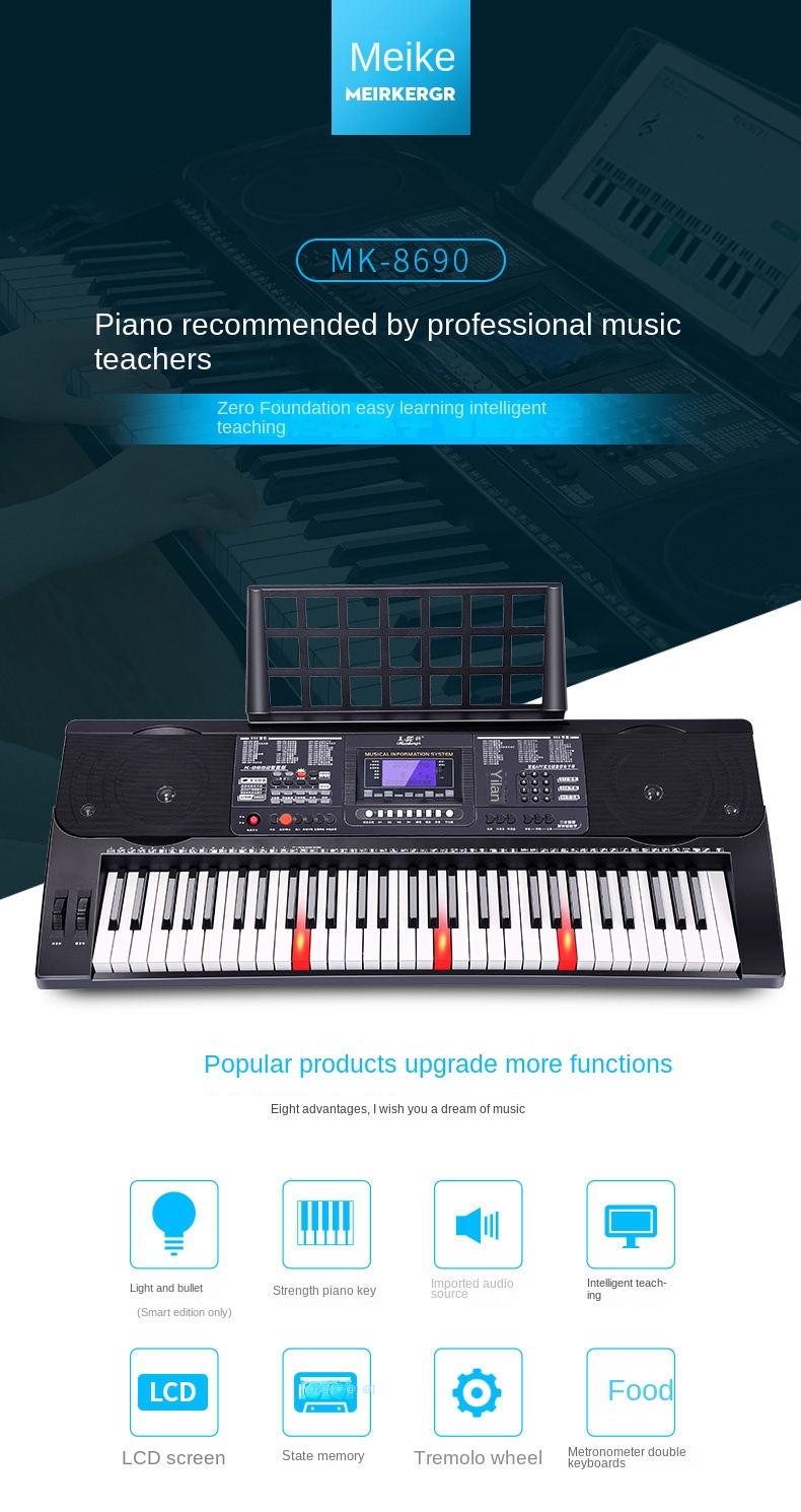 Title 8, Midi Electronic Organ MK-8690 Professional 61 S...