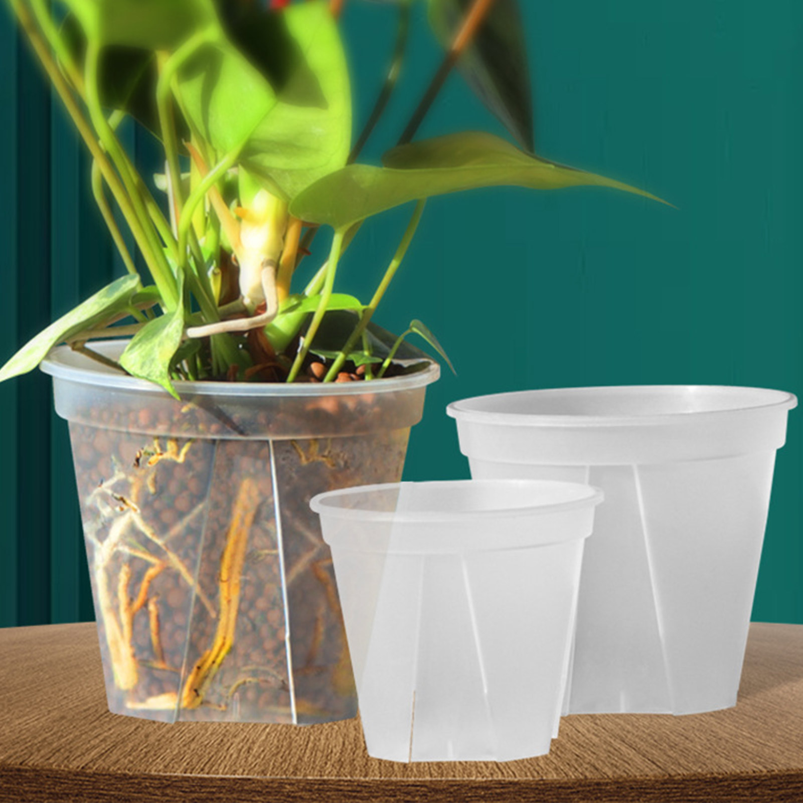 Description Picture 5 of itemRoot Control Transparent Flower Pots With Tray Plastic Plant Pots Breathable Nursery Pots For Planting Orchids Garden Supplies