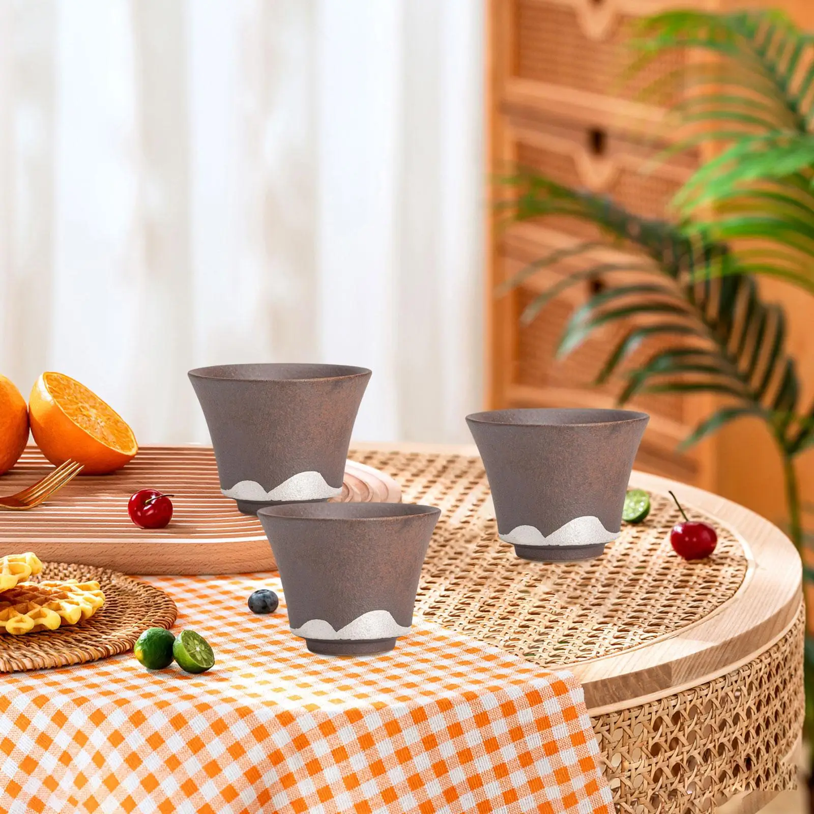 3Pcs Ceramic Tea Cup Set Handmade Ceramic Teapot Coffee Cup Tea Cup for Tea House Kitchen Restaurant Camping Household