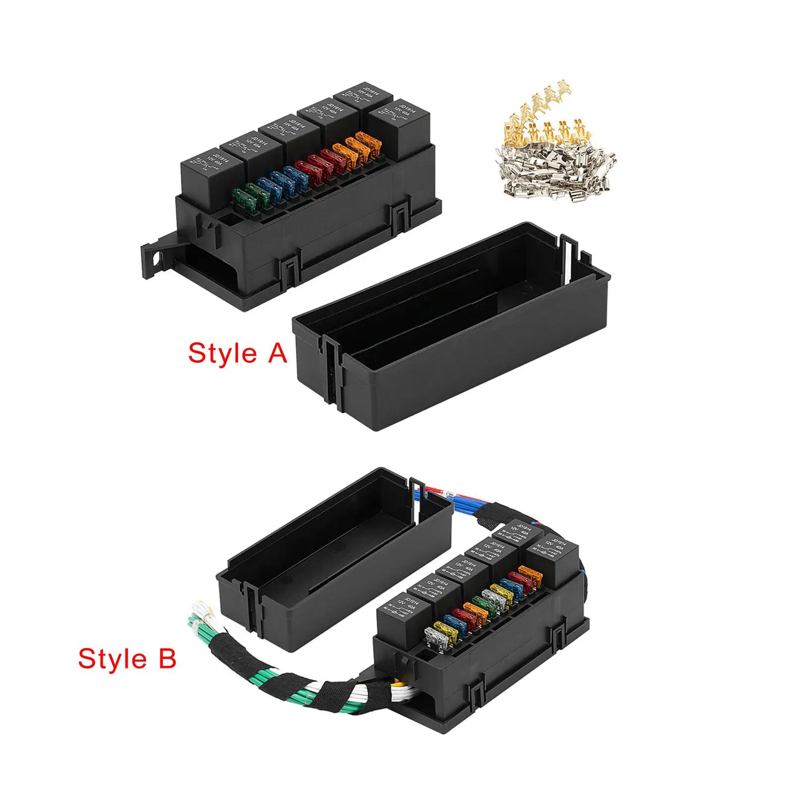 Fuse and, 12V Fuse Block, 6 Slots Relay Block 11 Fuses Universal Dustproof Auto Fuse Block with Relay