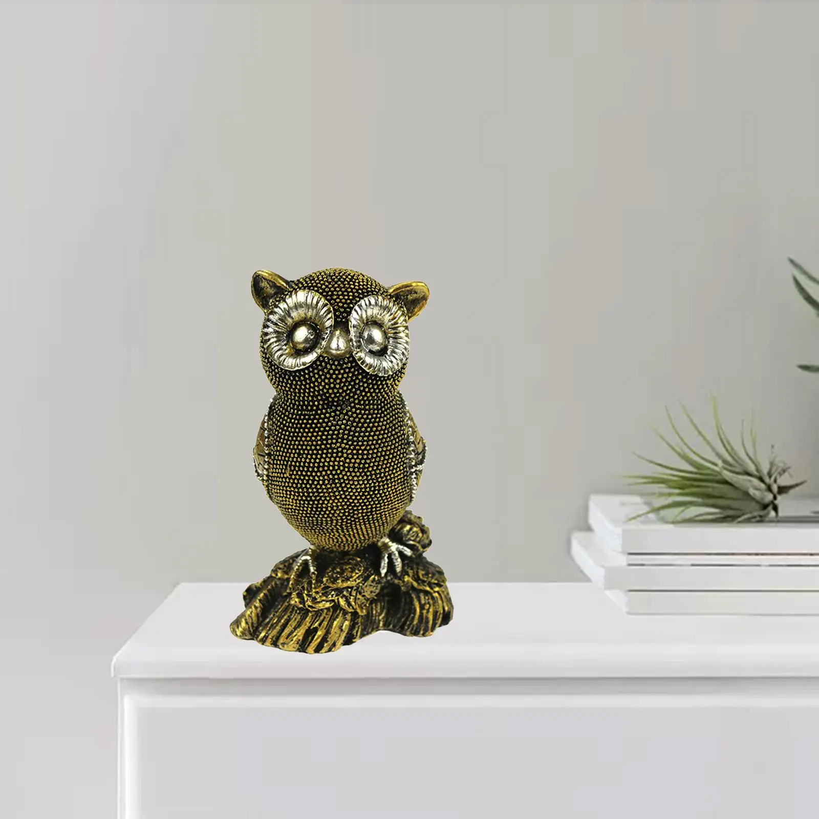 2x Owl Statue Ornaments Sculpture Animal Figurine Living Room Birds Lover