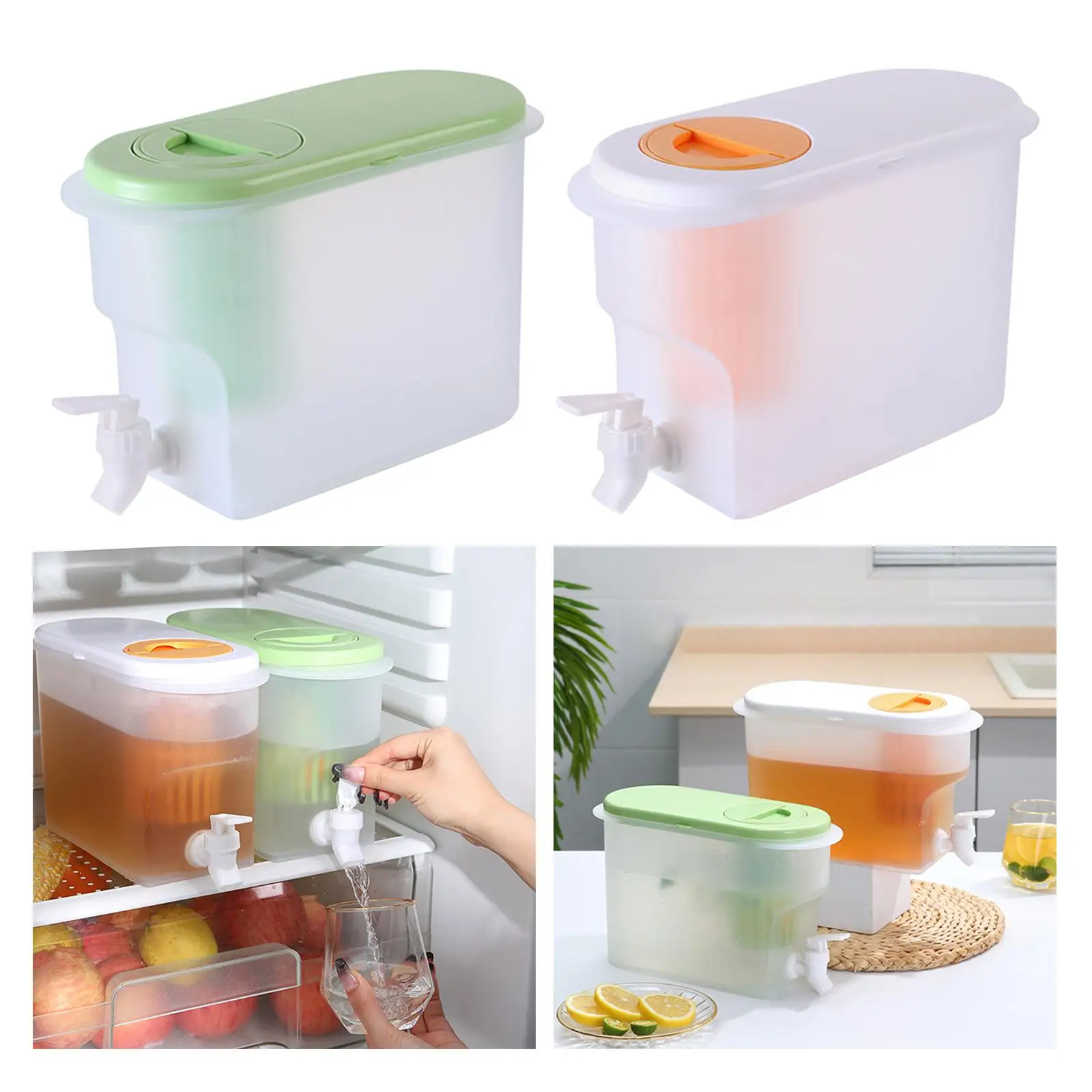 Cold Drink Juice Dispenser Jug with Leakproof Spigot Cold Kettle with Faucet for Outdoor Fridge Home Party Kitchen Countertop