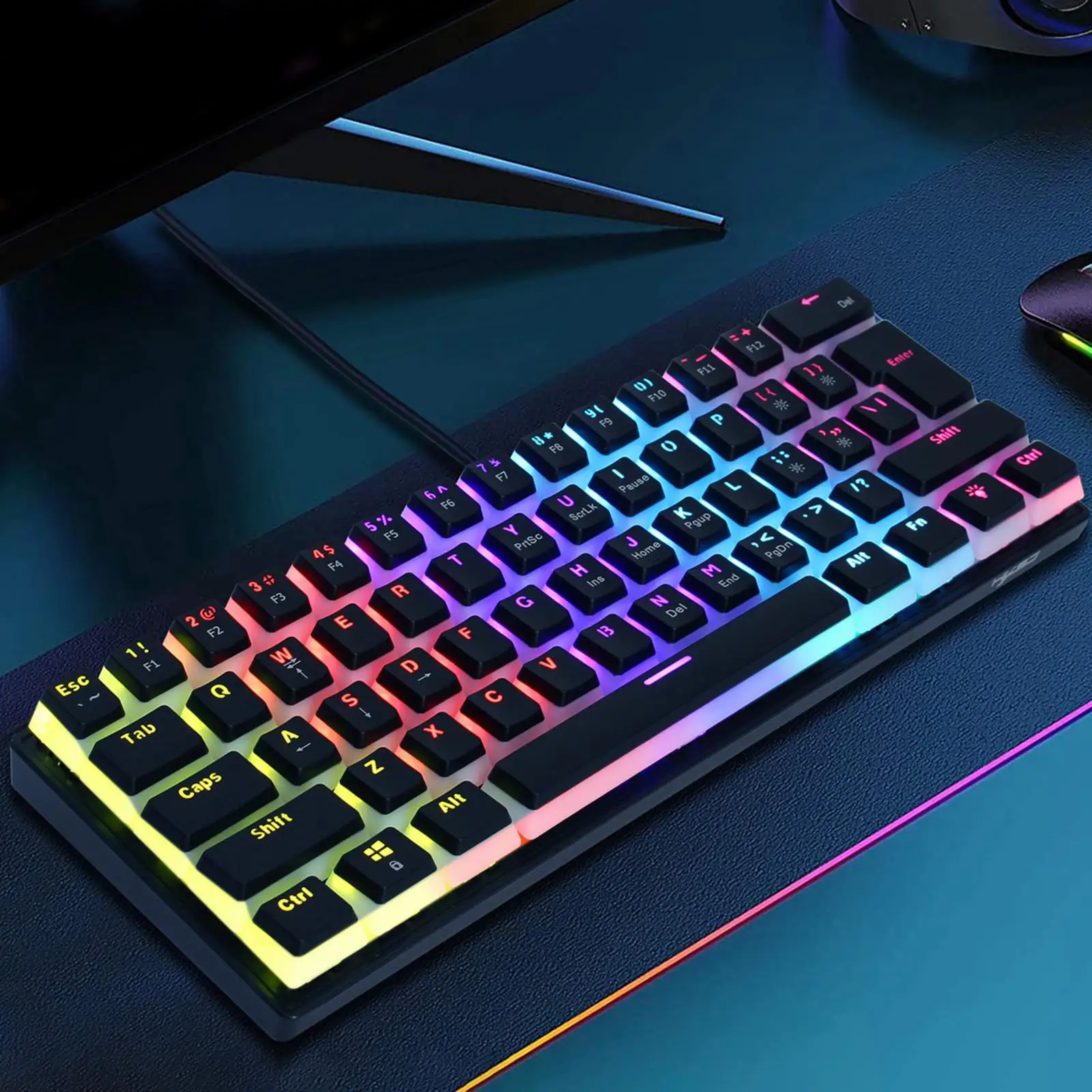 Compact Mechanical Gaming Keyboard Replaces Spill Resistant with Cable Waterproof Wired Keyboard USB Durable for Computer Gamer