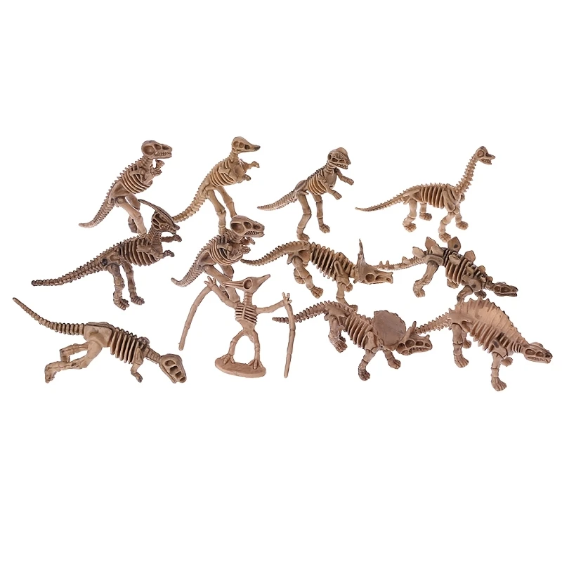 Set B SCSpecial 12 pièces de fossiles de Dinosaures pour Enfants Assortis dos de Dinosaures Squelette Figurines en PVC fabriqués pour la Science Play Rewards Dino Sand Dig Party Favor 