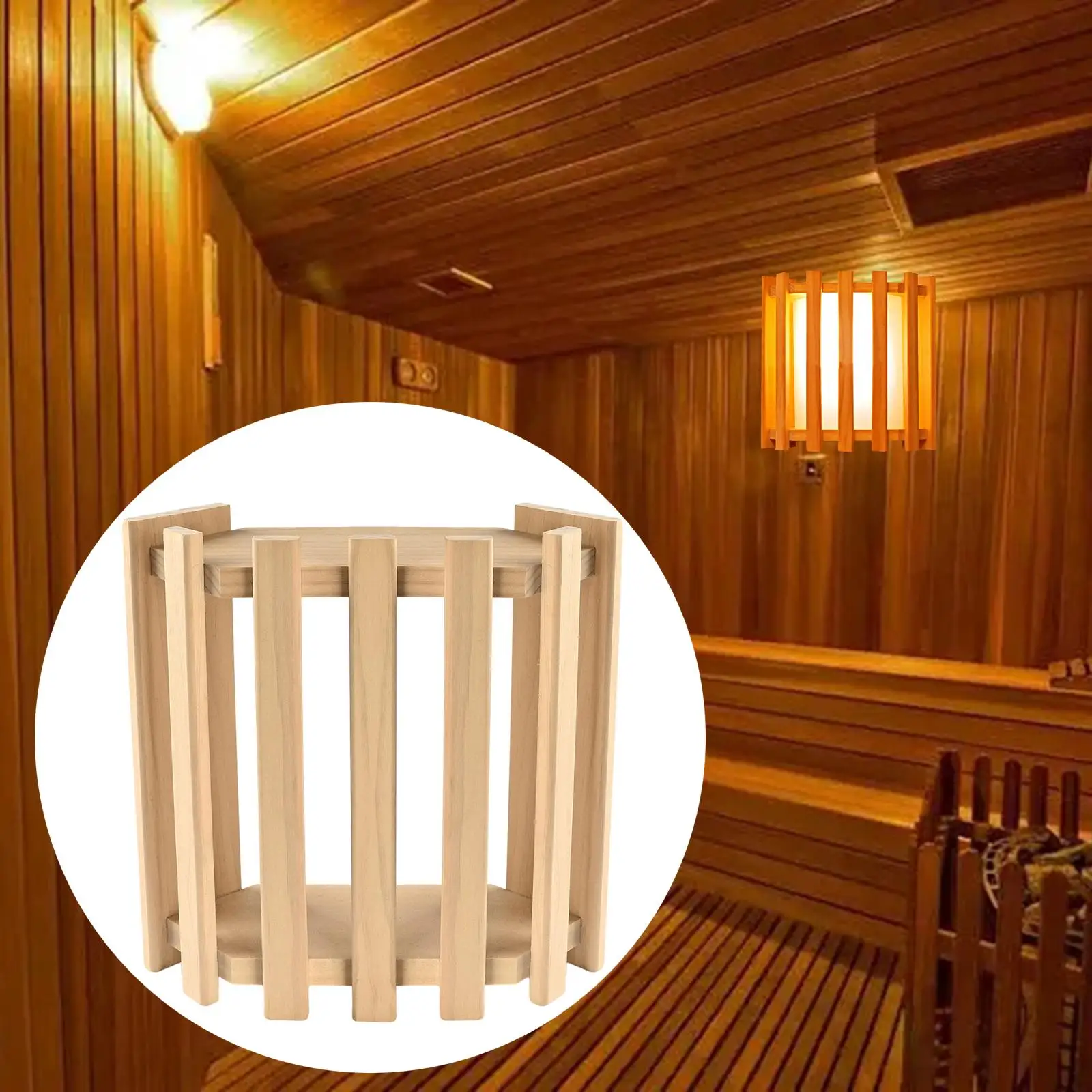 Sauna Room Lamp Shade Retro Decor Lamp Cover Decor Steam Room Accessories Wooden Steam Room Lampshade Cover for Home Decoration