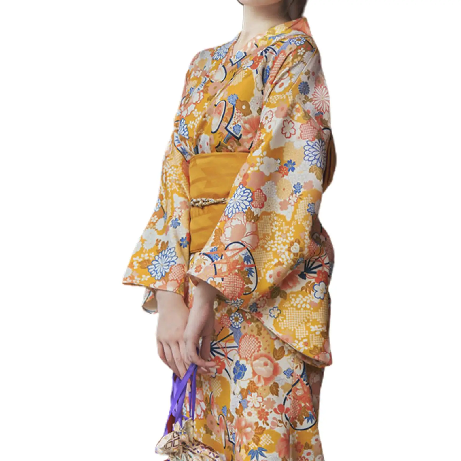 Women Japanese Kimono Cosplay Japanese Costume Lightweight Long Robe for Festival Home Valentine Fancy Dress Stage Performance