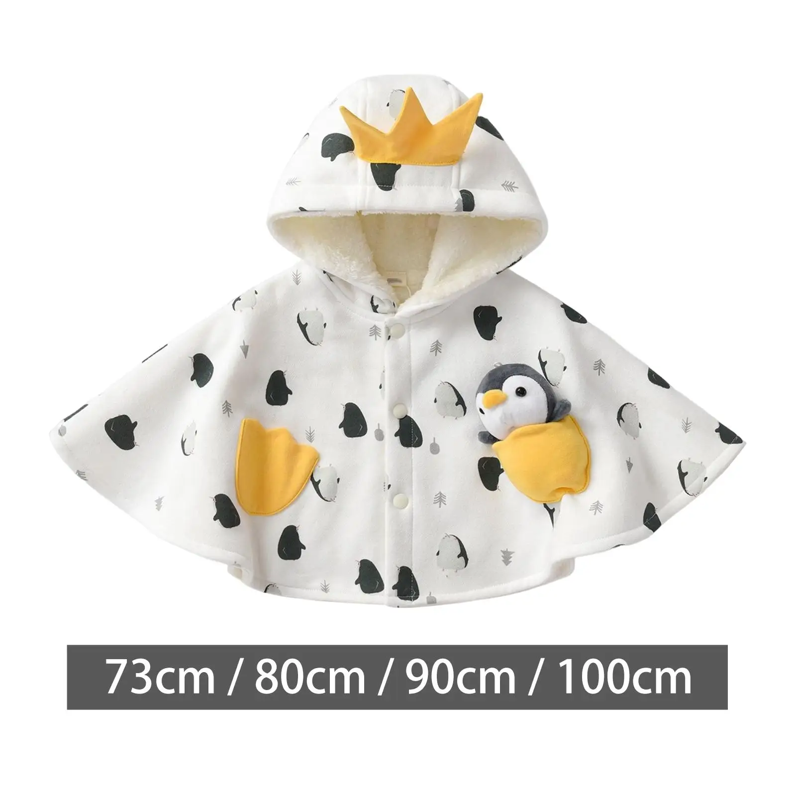 Baby Cape Casual Velvet Lining Clothing Hooded Jacket Winter Coat for Toddler
