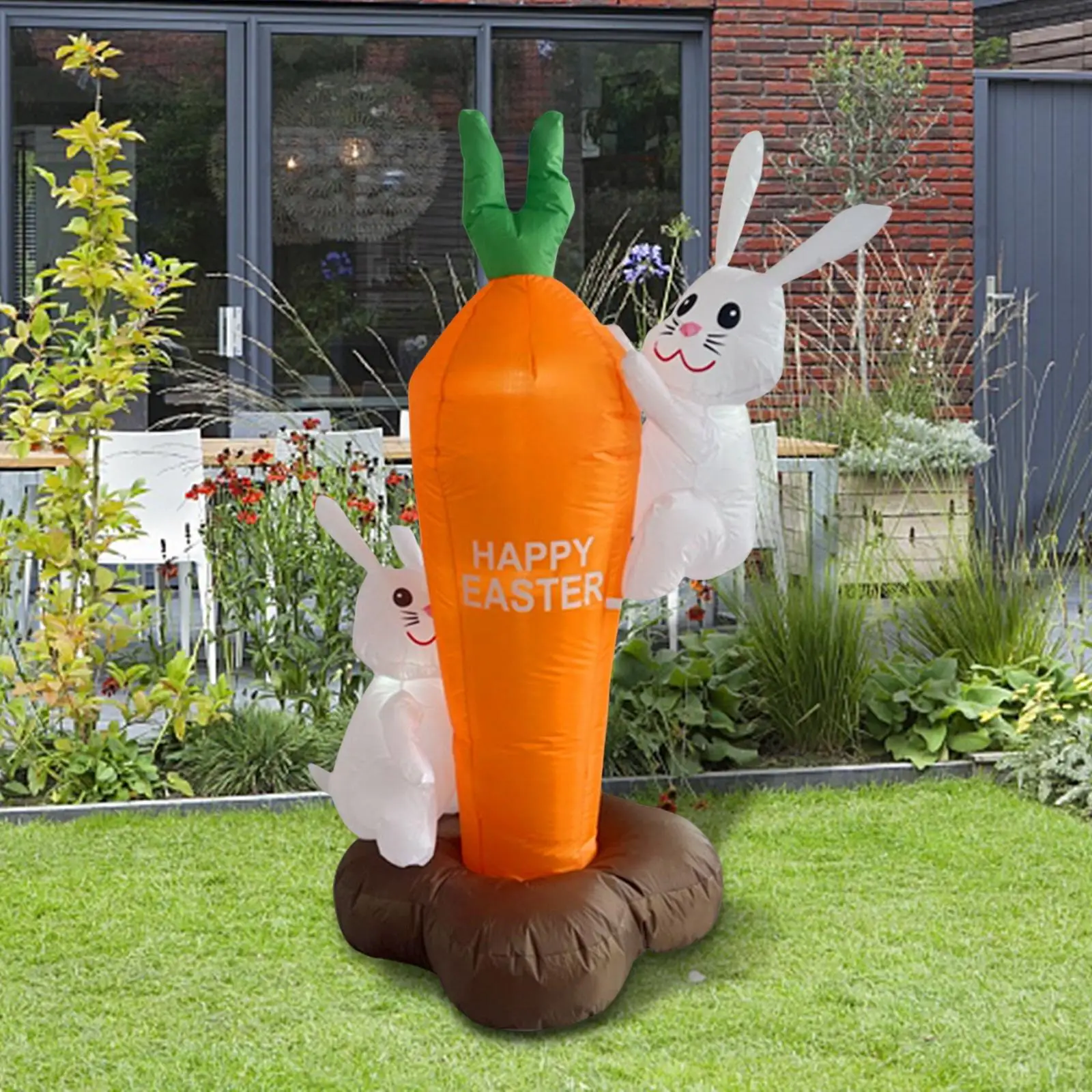 Easter Inflatable Bunny and Carrot Bright LEDs Decorative Carrot Outdoor Decoration Lighted for Lawn Yard Patio Holiday