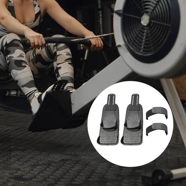 Paire De Pédales Réglables Pour Rameur - Accessoire Fitness Noir - Facile à Installer - 4