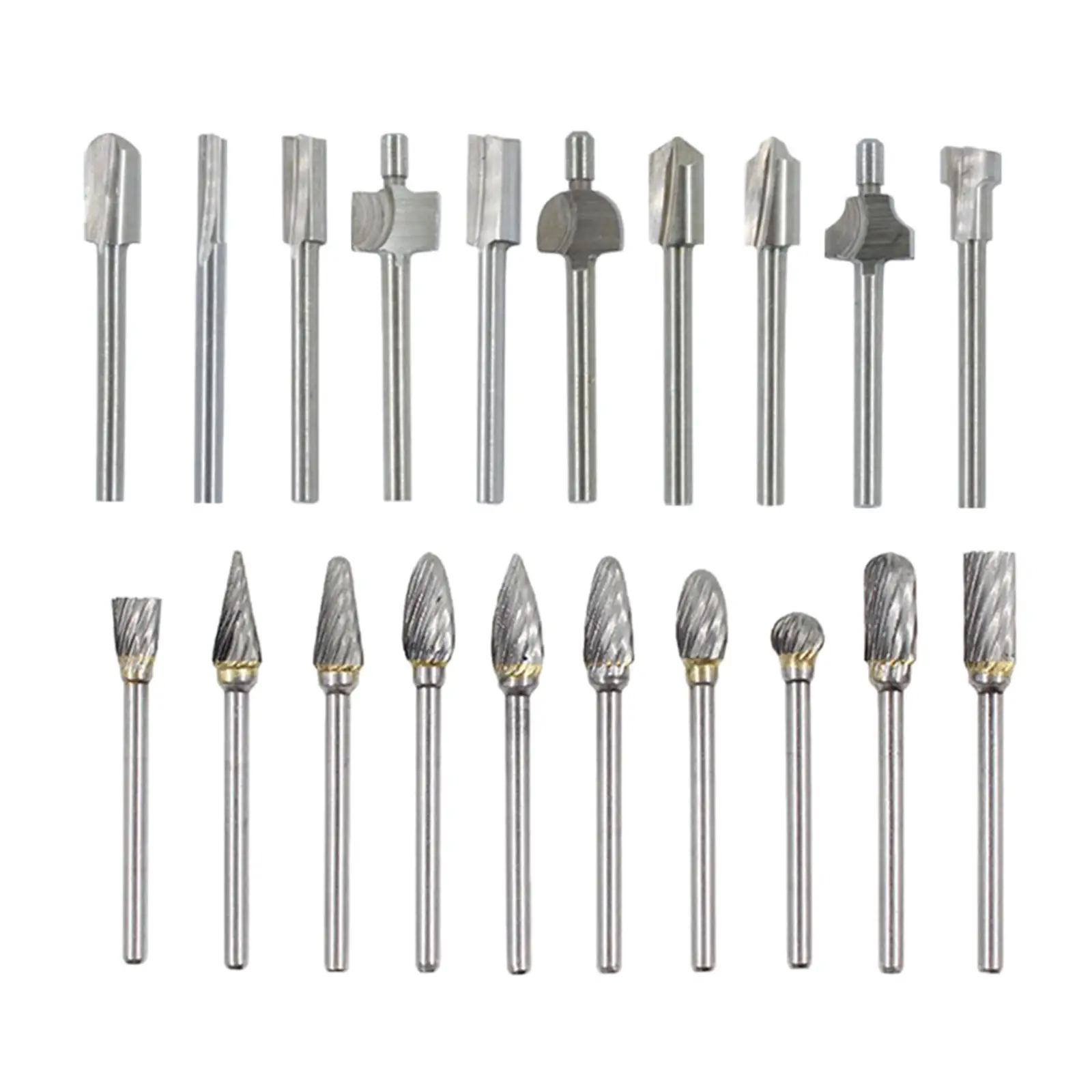 20 Pieces Tungsten Steel Rotary Drill Set, Cutting Burr Bit Polishing Rotary Tools for Drilling Steel and Wood Working Engraving
