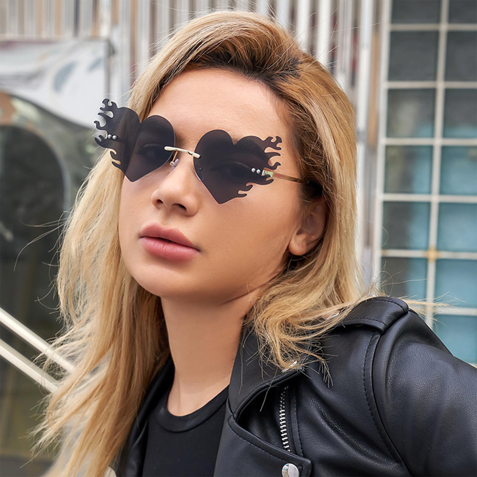 Heart Shaped Sunglasses With Pendant Eyewear Rimless Glasses Uv400 Party Club Summer Beach Women Men Aliexpress