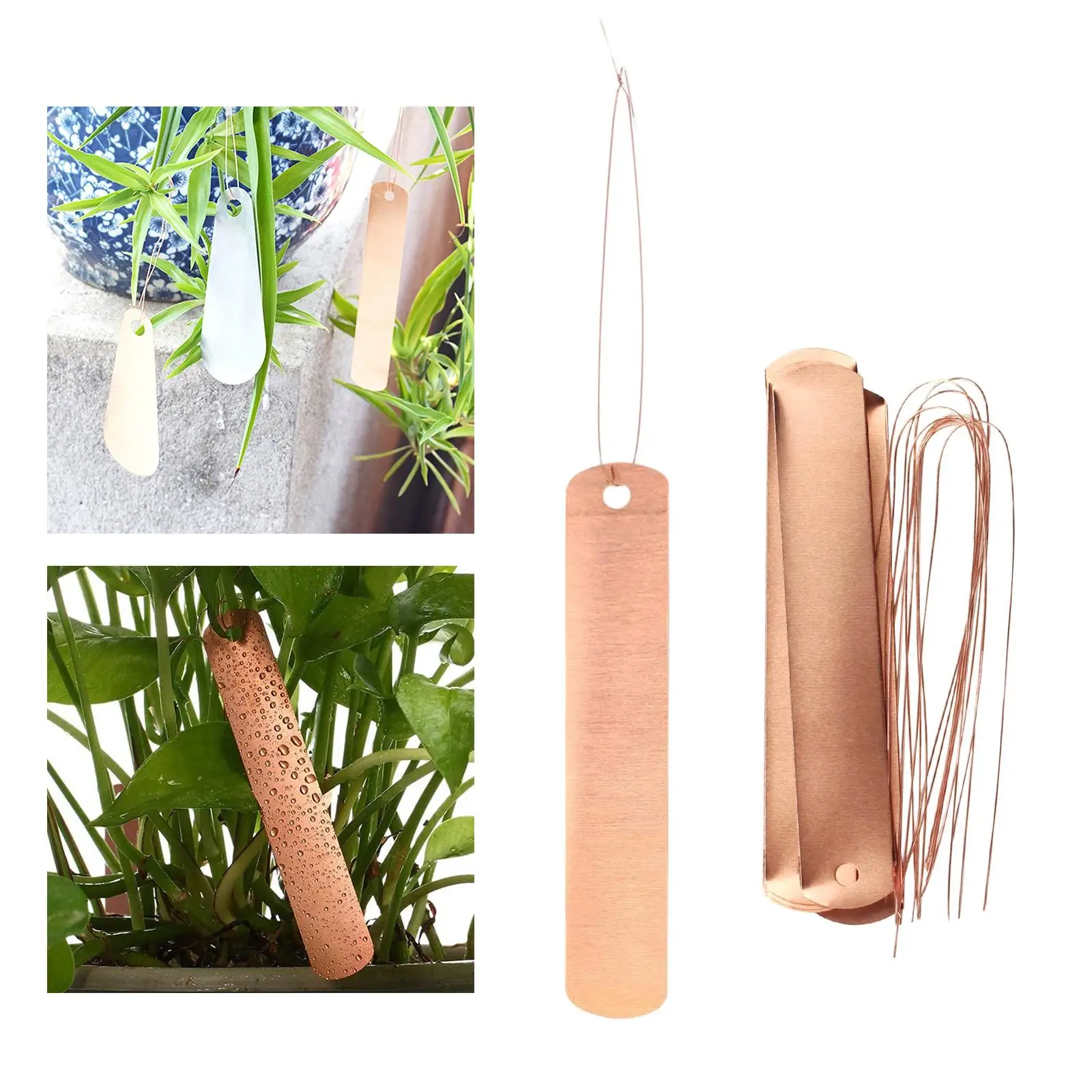 20 Pack Copper Plate Plant Labels Long Reusable Tags Gardening Marker with Ties