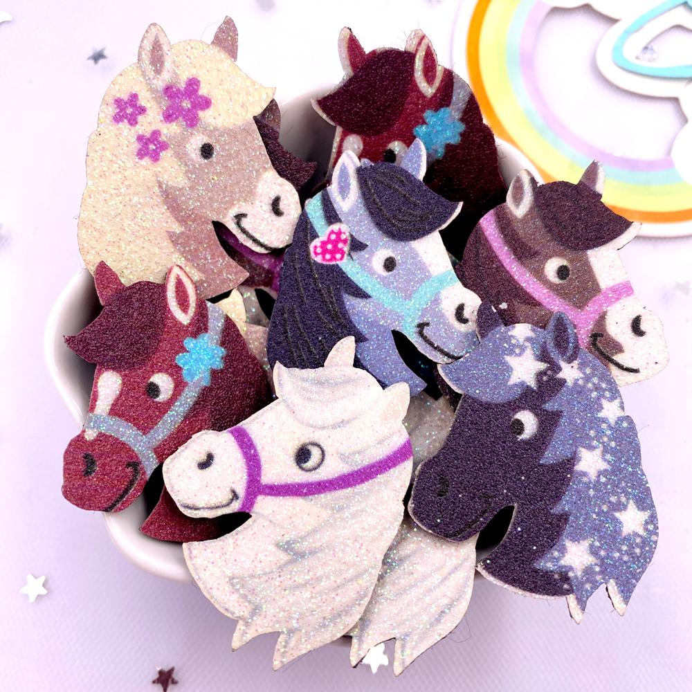 Description Picture 2 of item10pcs Glitter Felt Fabric Nonwovens Colorful exquisite Horse Applique DIY Sewing Patch Halloween Decor Supplie Accessorie Craft