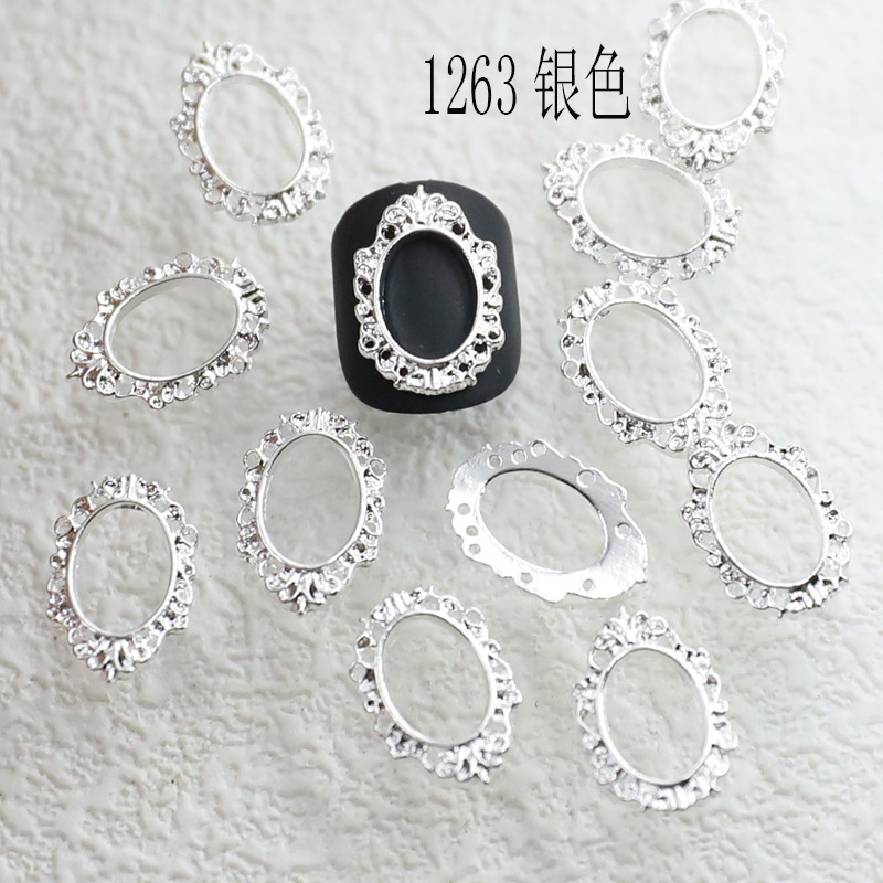 20 Stück Vintage Nail Art Rahmen vier Farben Multi-Formen Retro Legierung Nageldesigns Charms große Edelsteine für Nagelzubehör 2025 – Detail 24