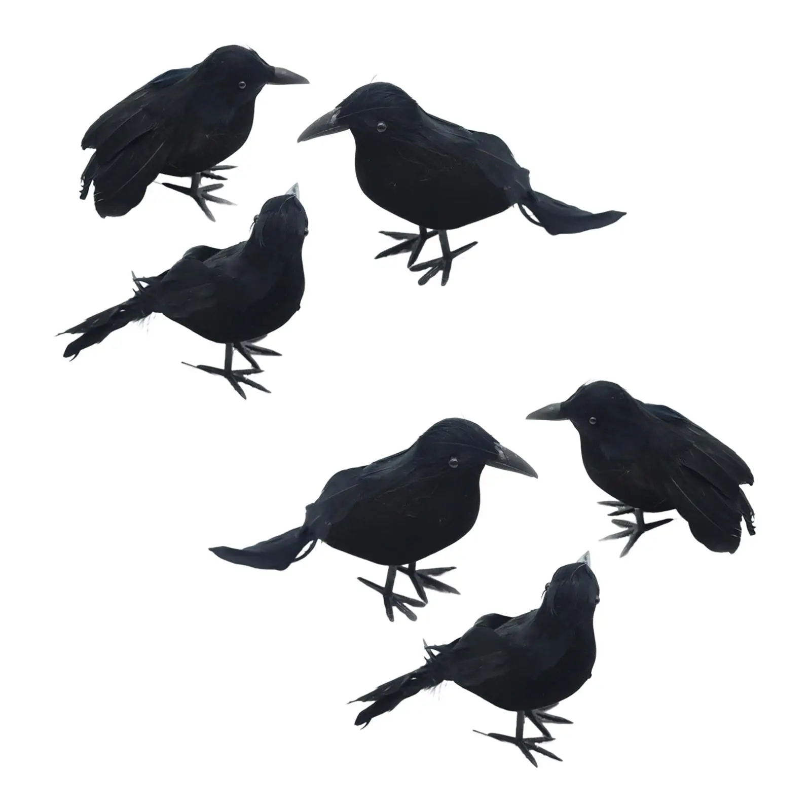 6 Pieces Realistic Halloween Crows Halloween Crows and Ravens Decor for Party Event Fancy dress Decorative