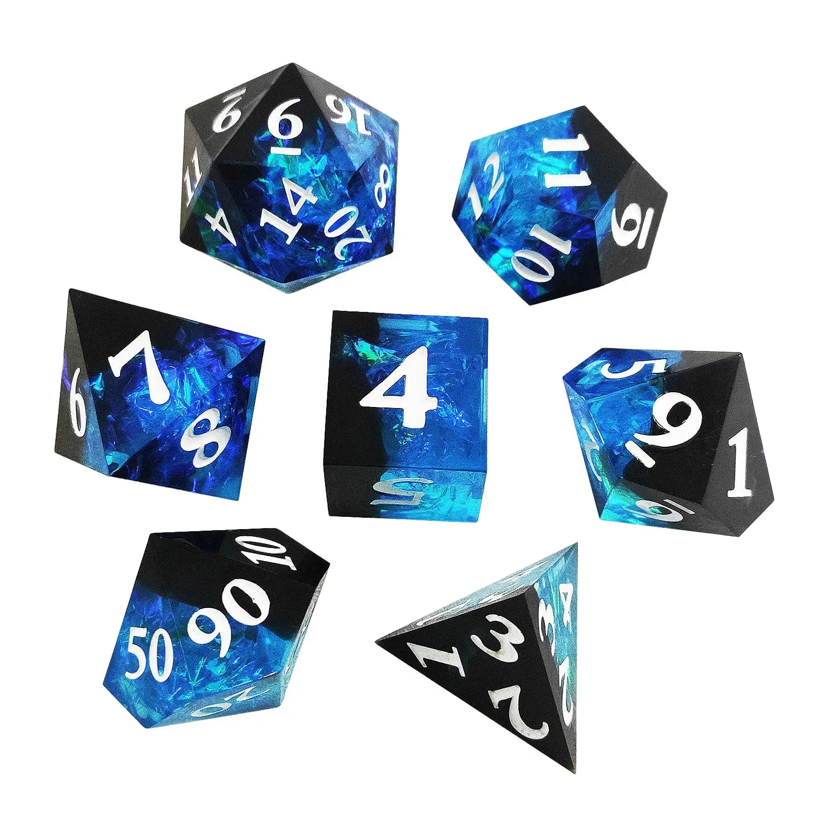 7Pcs Resin Polyhedral Dice D4 D6 D8 D10 D12 D20 Dice Game Party Game Family Table Game for Role Playing Game Cafe Table Board