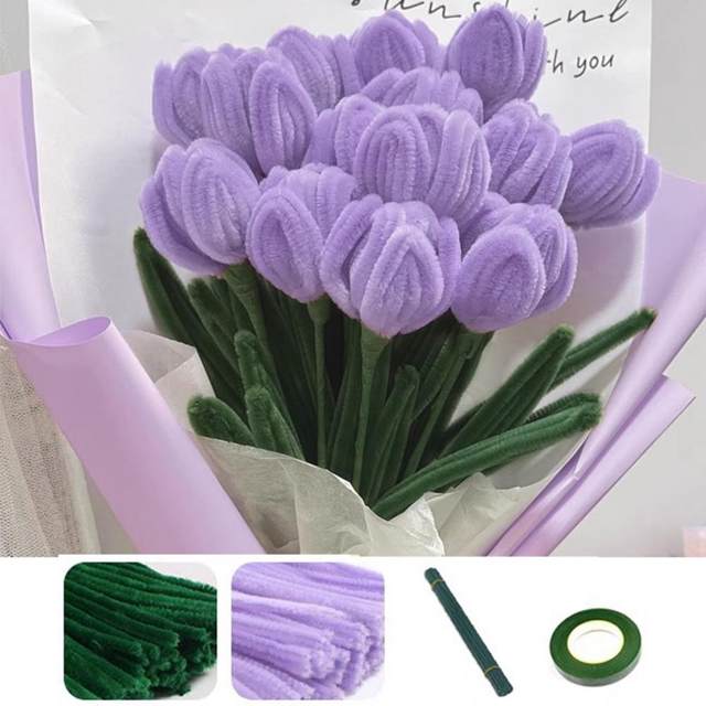 1 Set Pipe Cleaners Crafts Bendable Wire Chenille Stems DIY Tulip Bouquet  Making Kit Kids Girl DIY Flower Art Project Craft - AliExpress