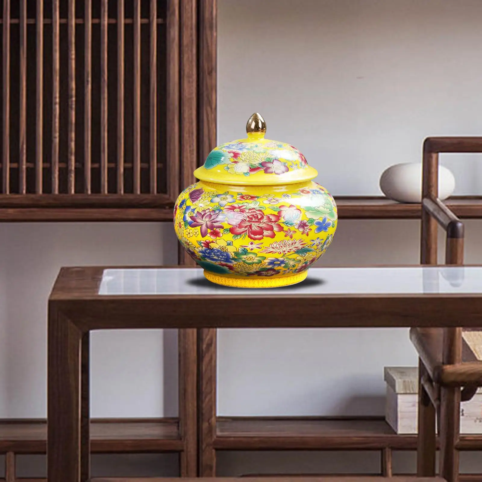 Ceramic Colour Enamel Tea Storage Jar 800ml 14x14cm for Spice Nuts